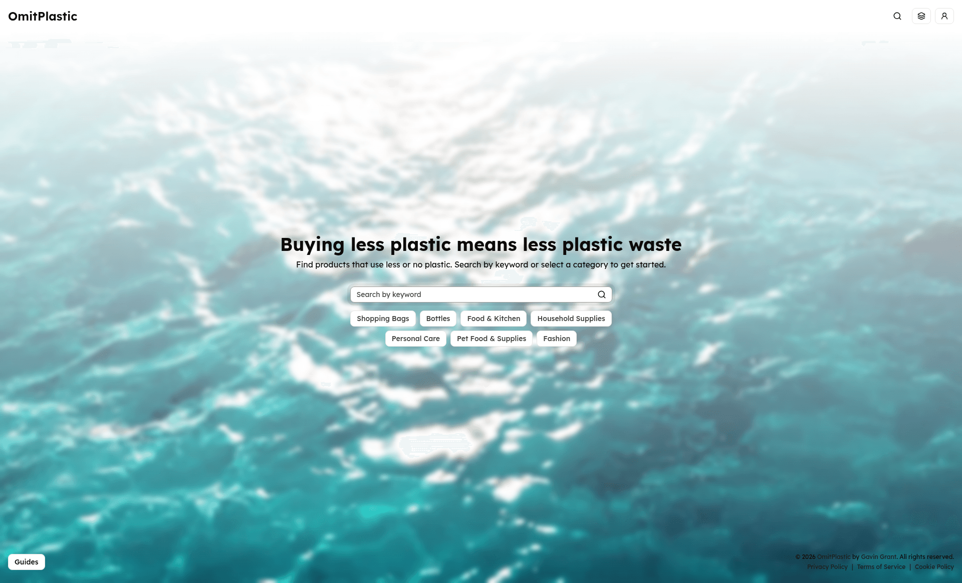 screenshot of OmitPlastic on template0.com