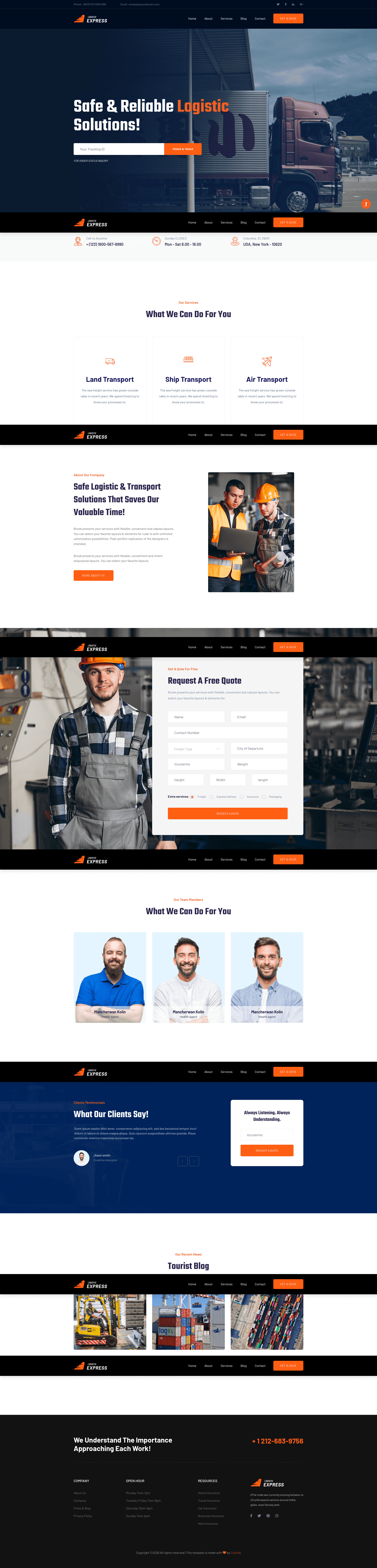 screenshot of LogisticExpress on template0.com