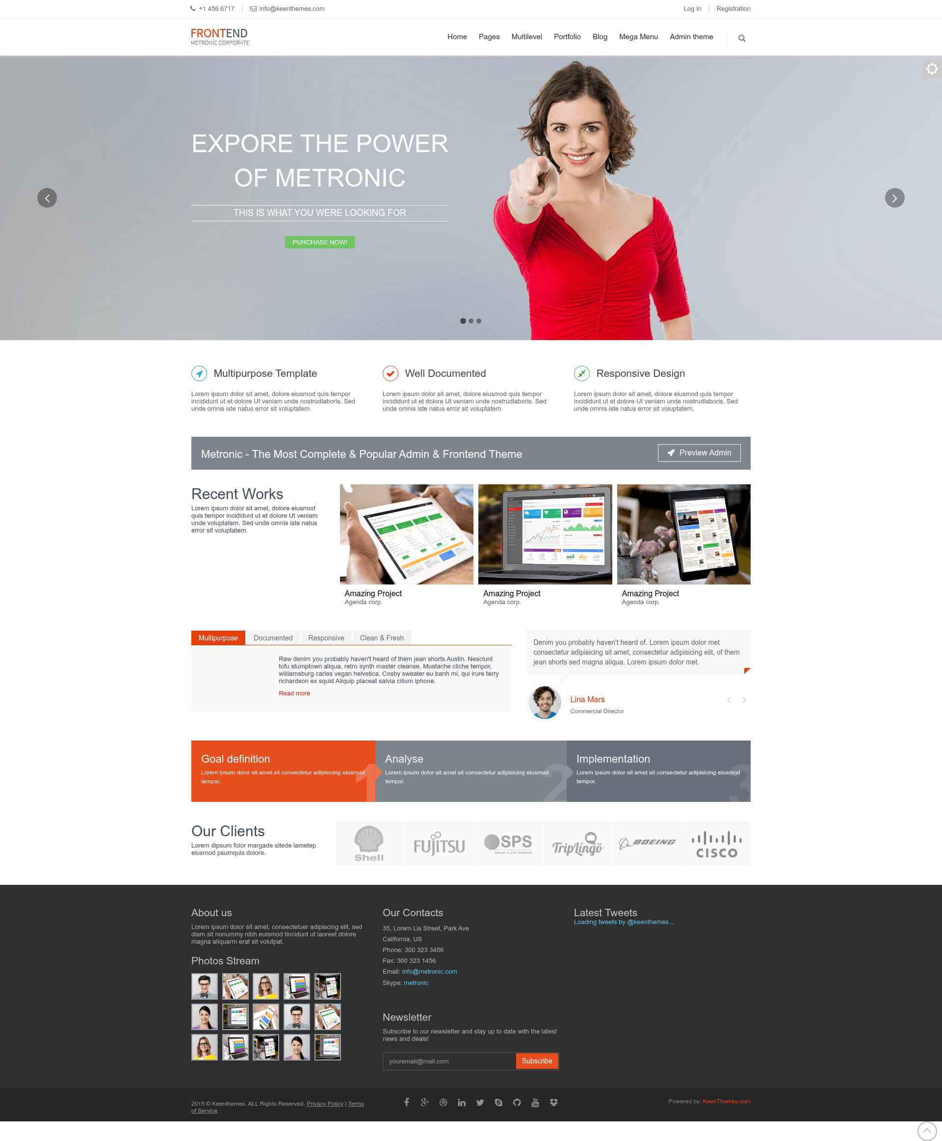 screenshot of FrontEnd – Best Free Multipurpose Bootstrap Corporate Business Template on template0.com