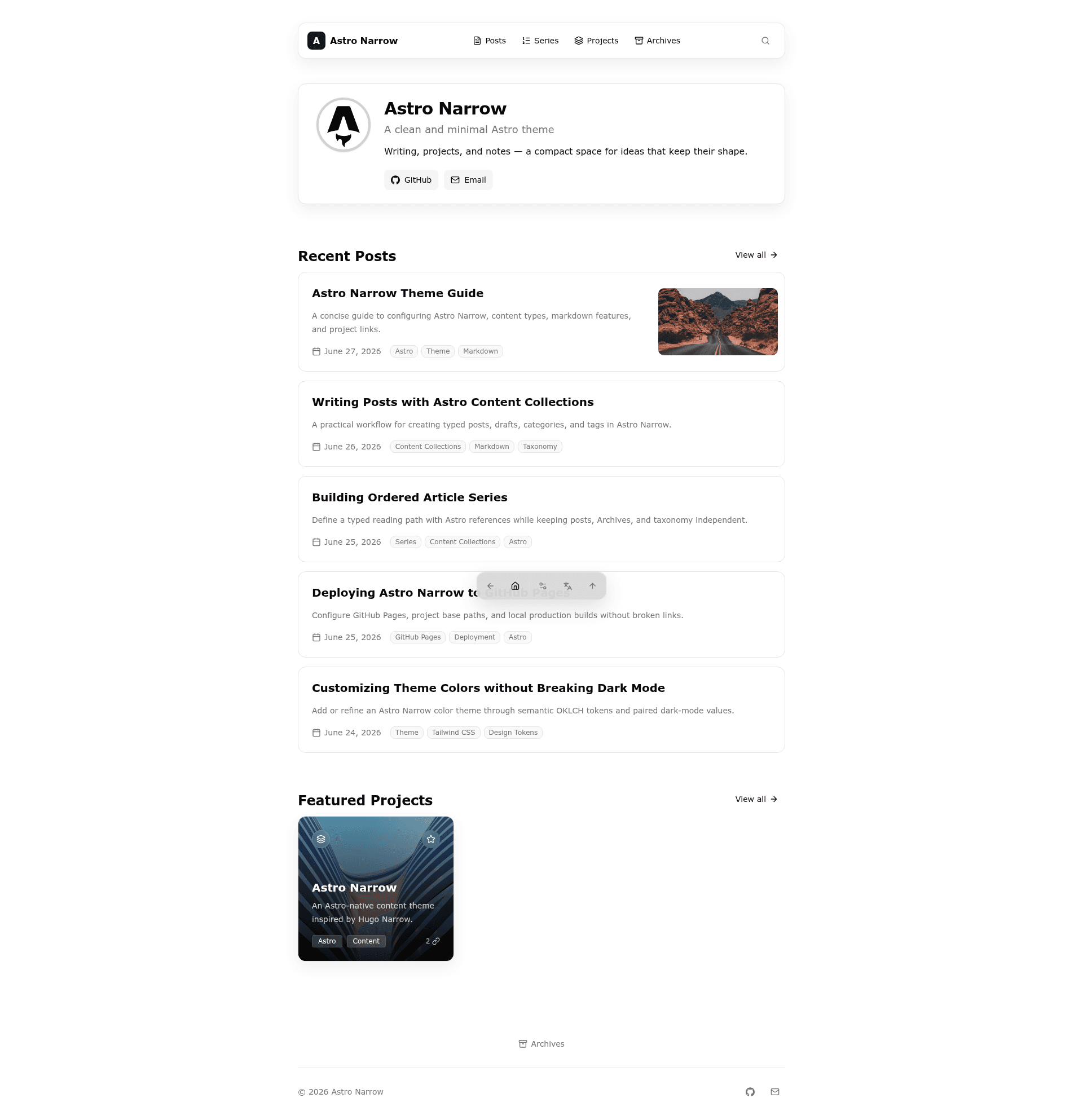 screenshot of Astro Narrow on template0.com