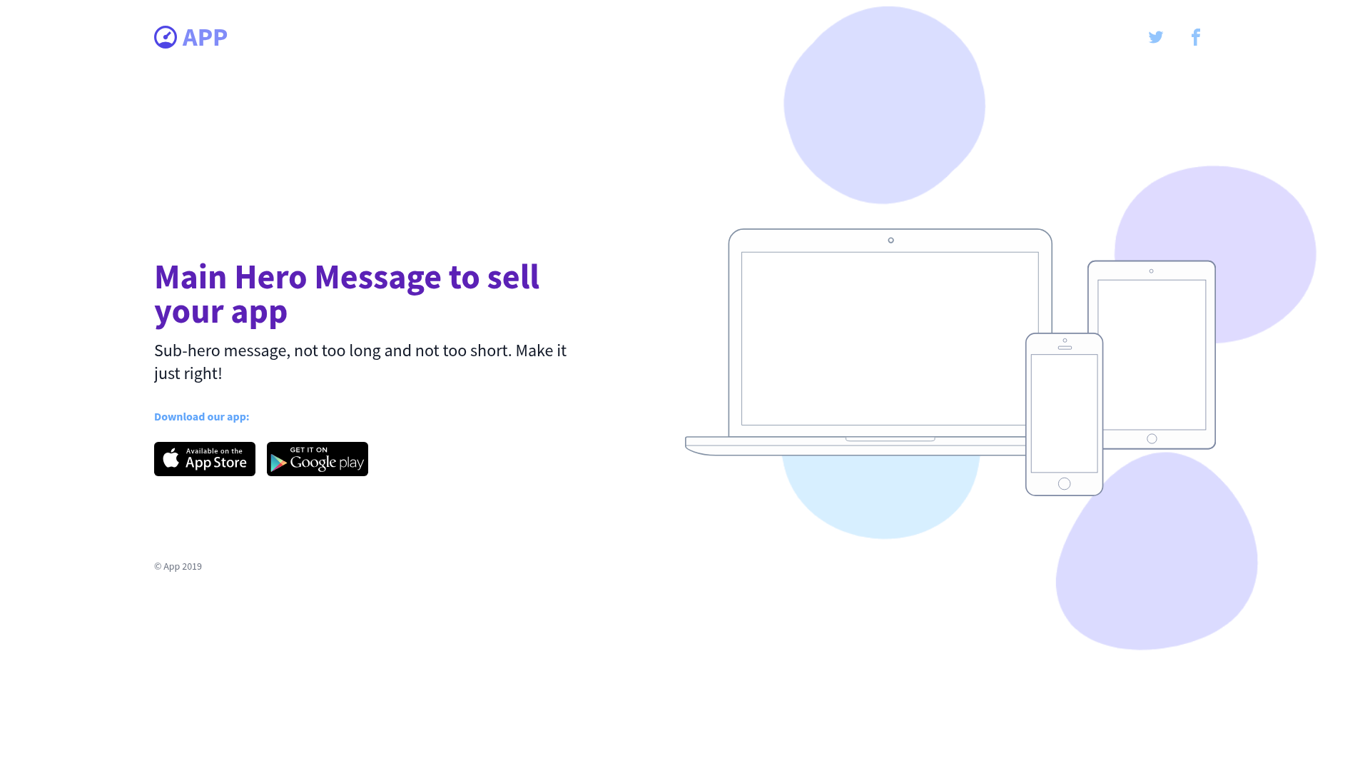 screenshot of App Landing Page on template0.com