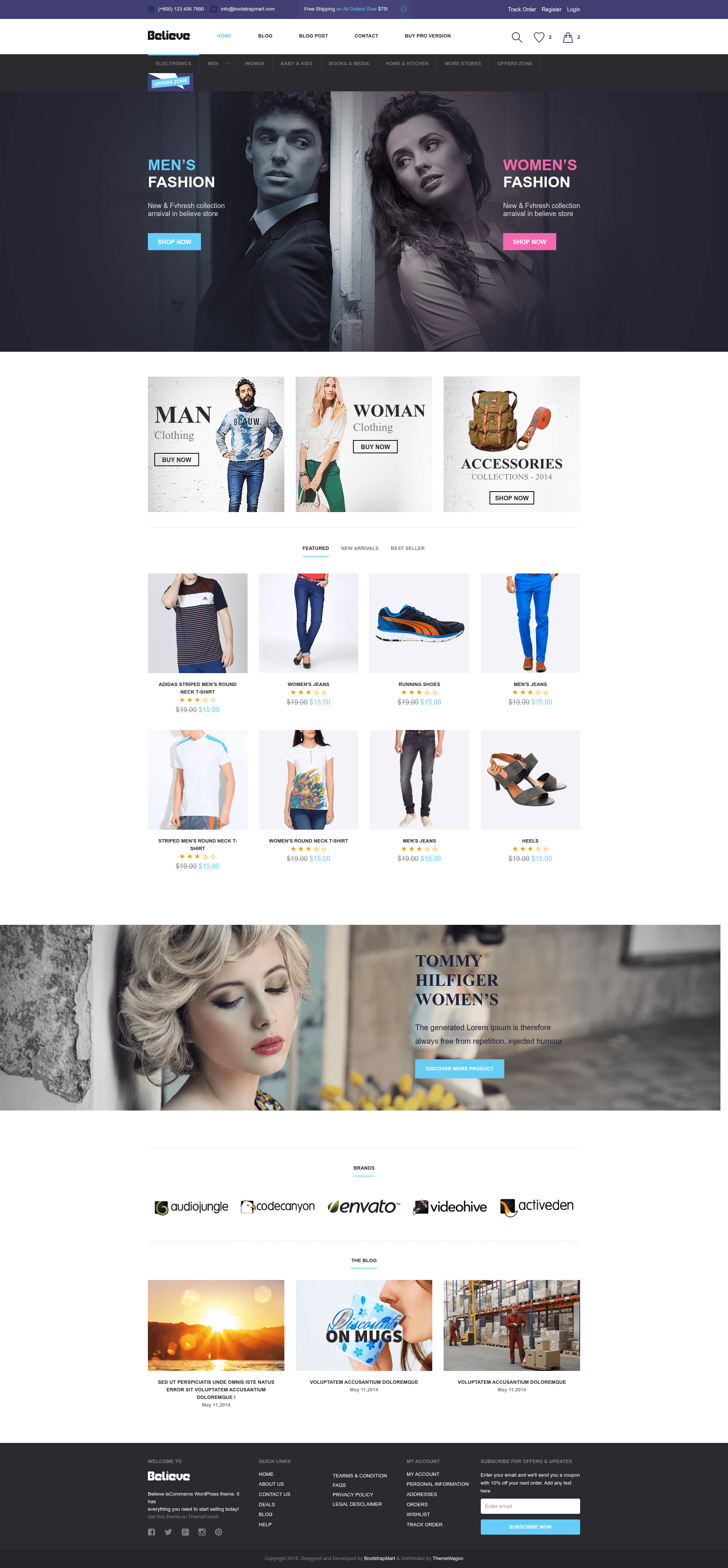 screenshot of Believe – Free Responsive eCommerce Website Template on template0.com