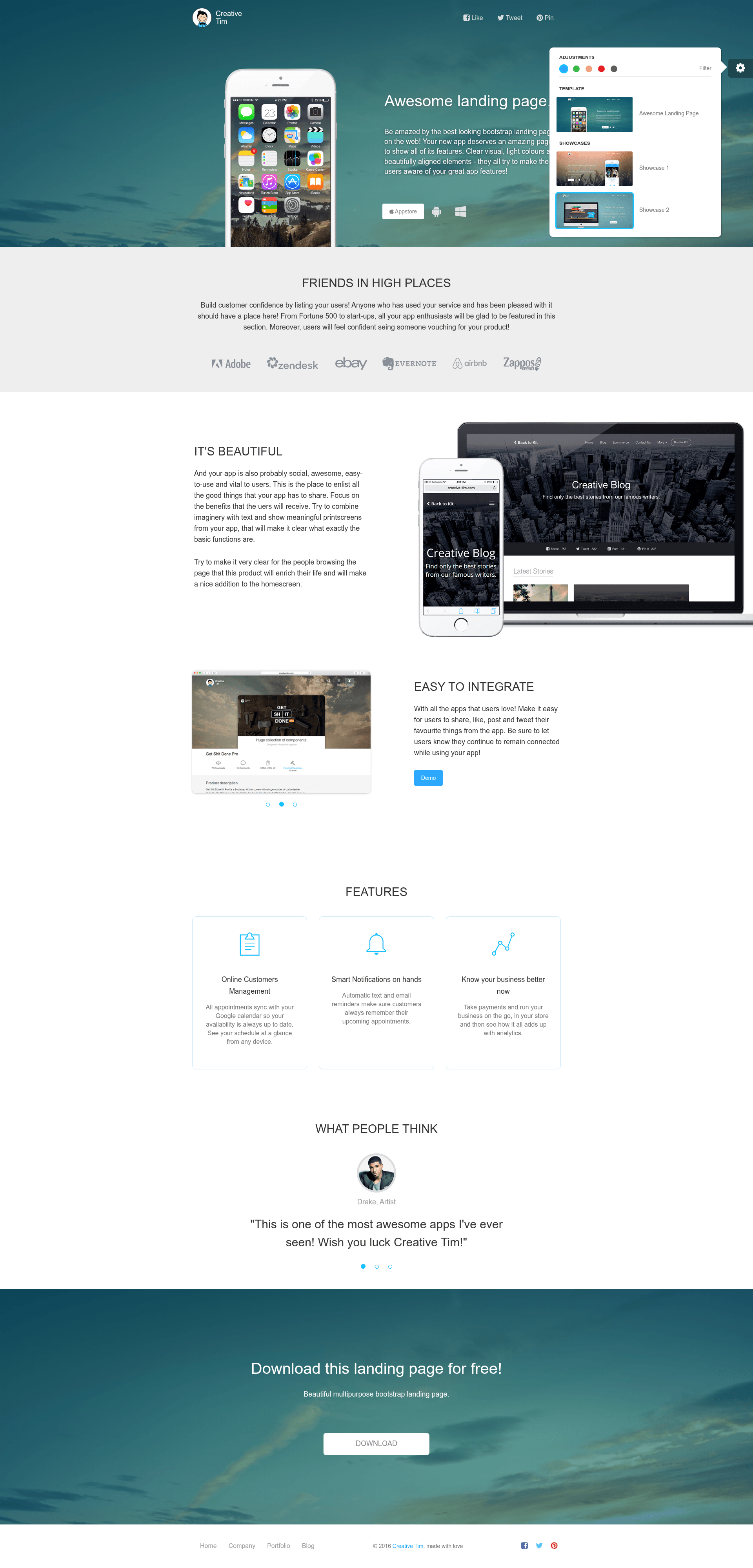 screenshot of Awesome Landing Page – Free Bootstrap HTML5 App Landing Page Template on template0.com