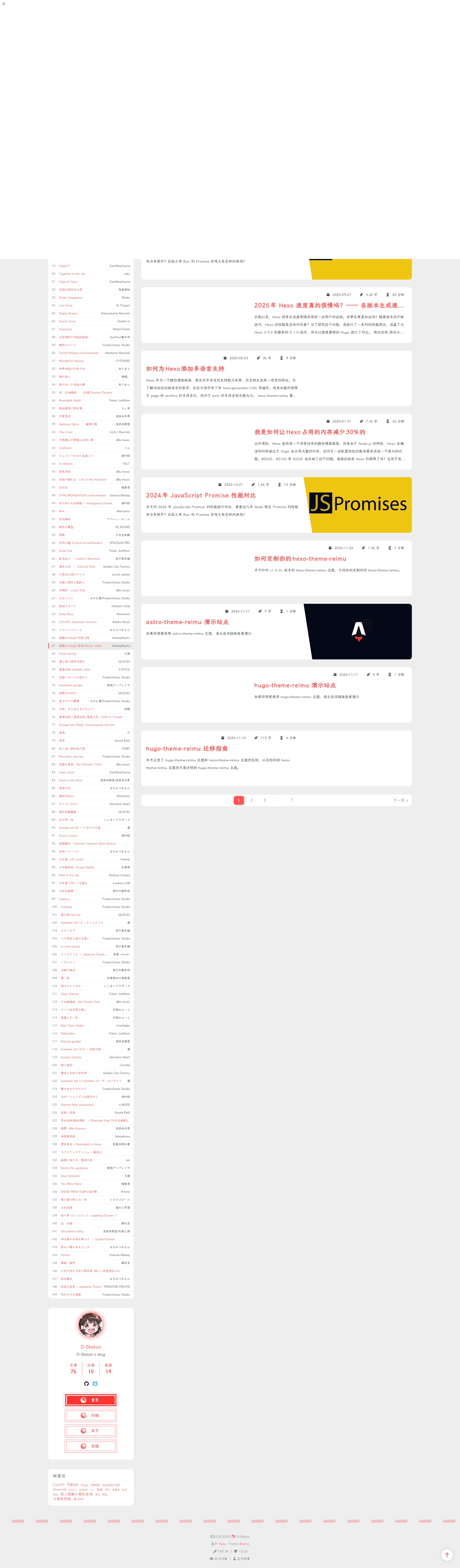 screenshot of Hexo Theme Reimu on template0.com