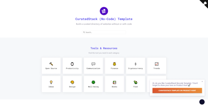 Image for CuratedStack Nocode Template(directory nuxt template) on template0.com
