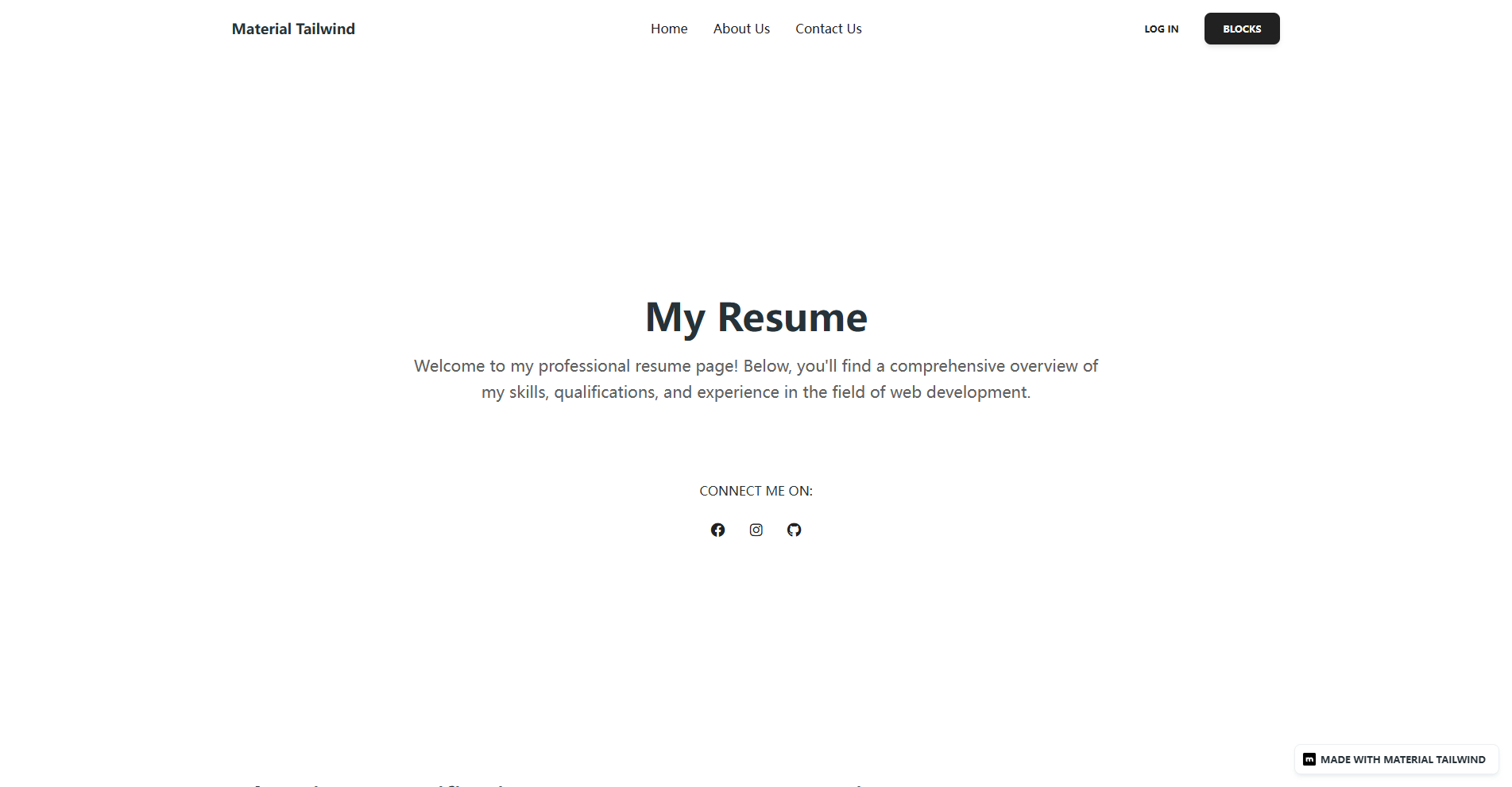 NextJS Tailwind Resume Page preview