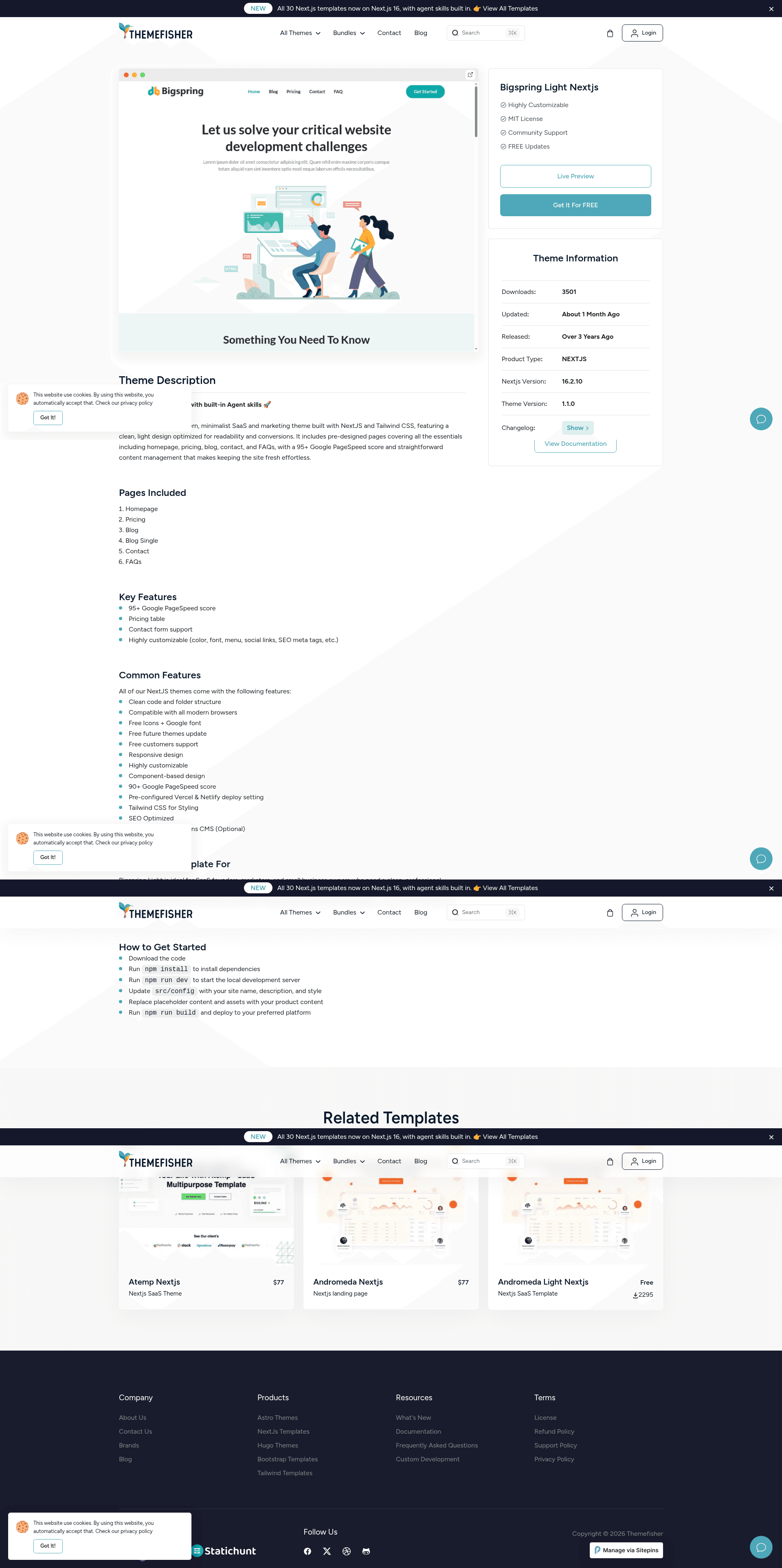 screenshot of Bigspring Light Nextjs on template0.com