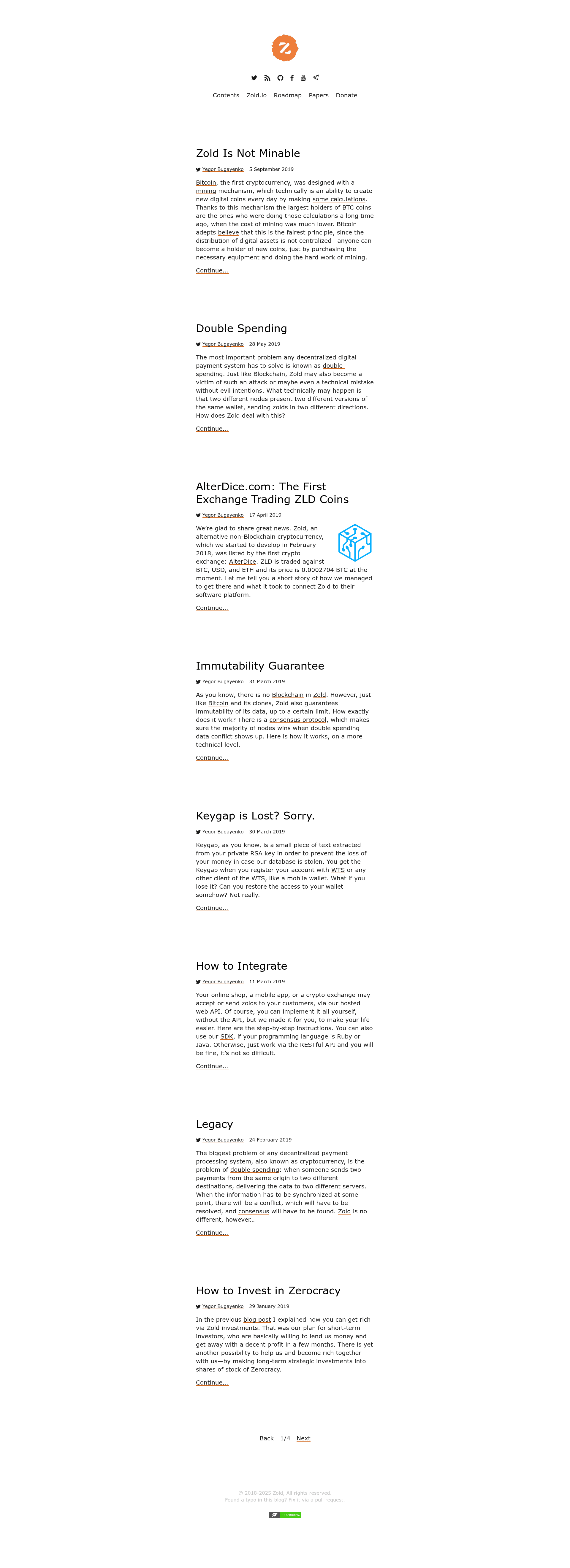 screenshot of Blog.zold.io on template0.com