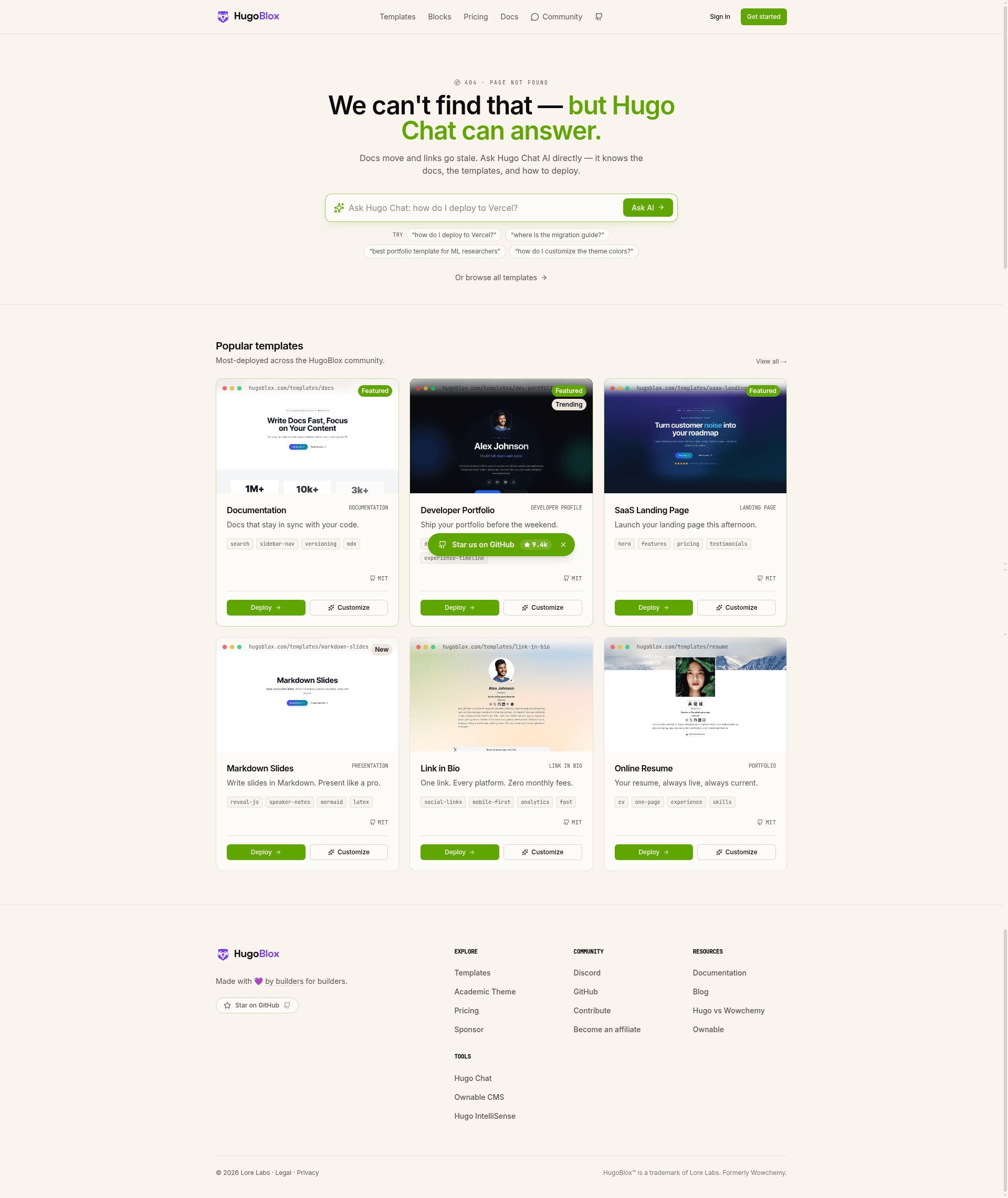 screenshot of hugo-theme-saas-landing-page on template0.com