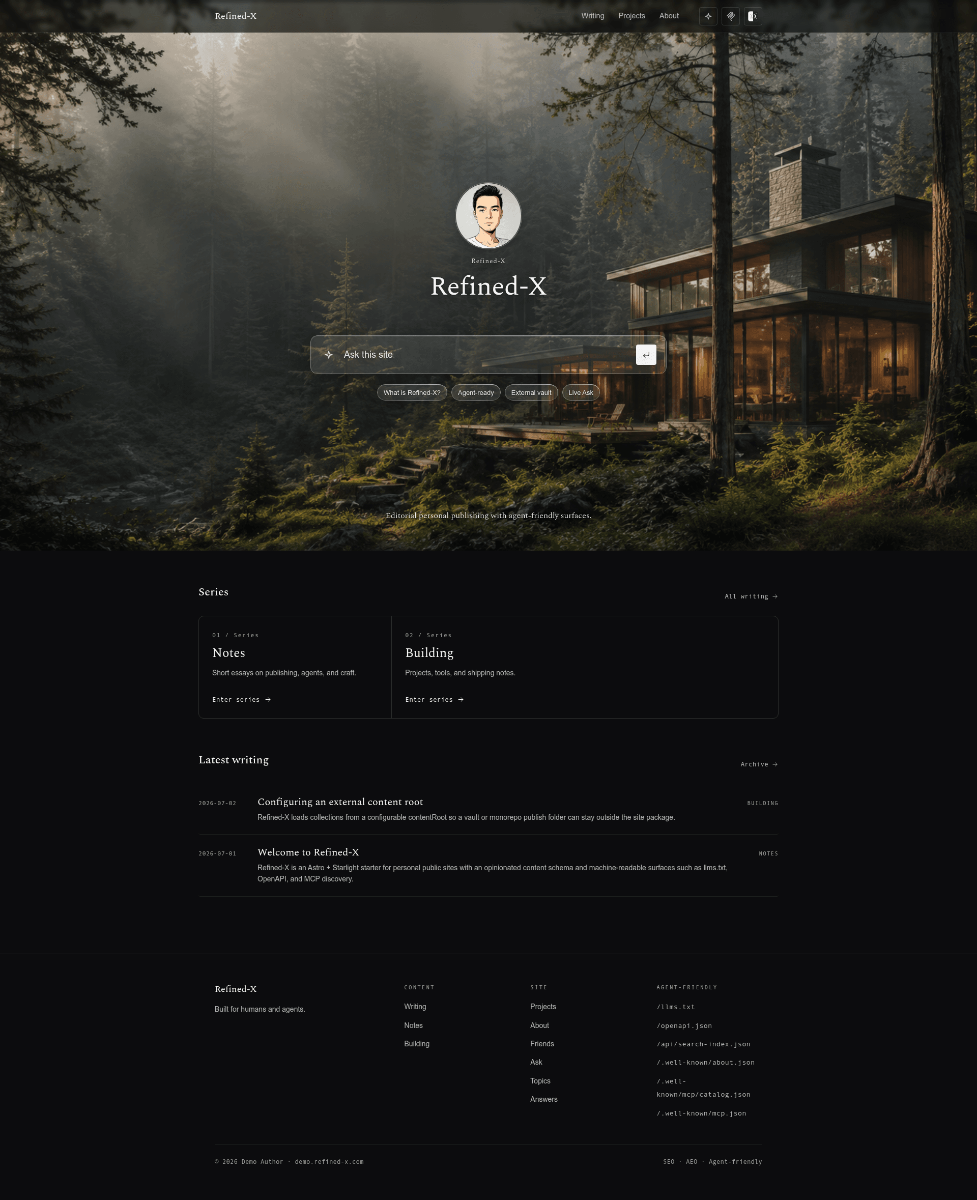 screenshot of Refined-X on template0.com