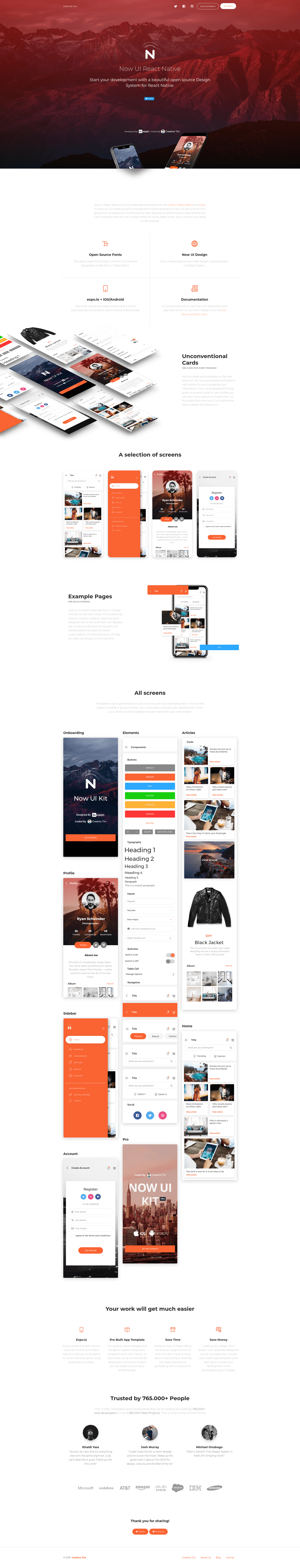 screenshot of Now UI React Native on template0.com