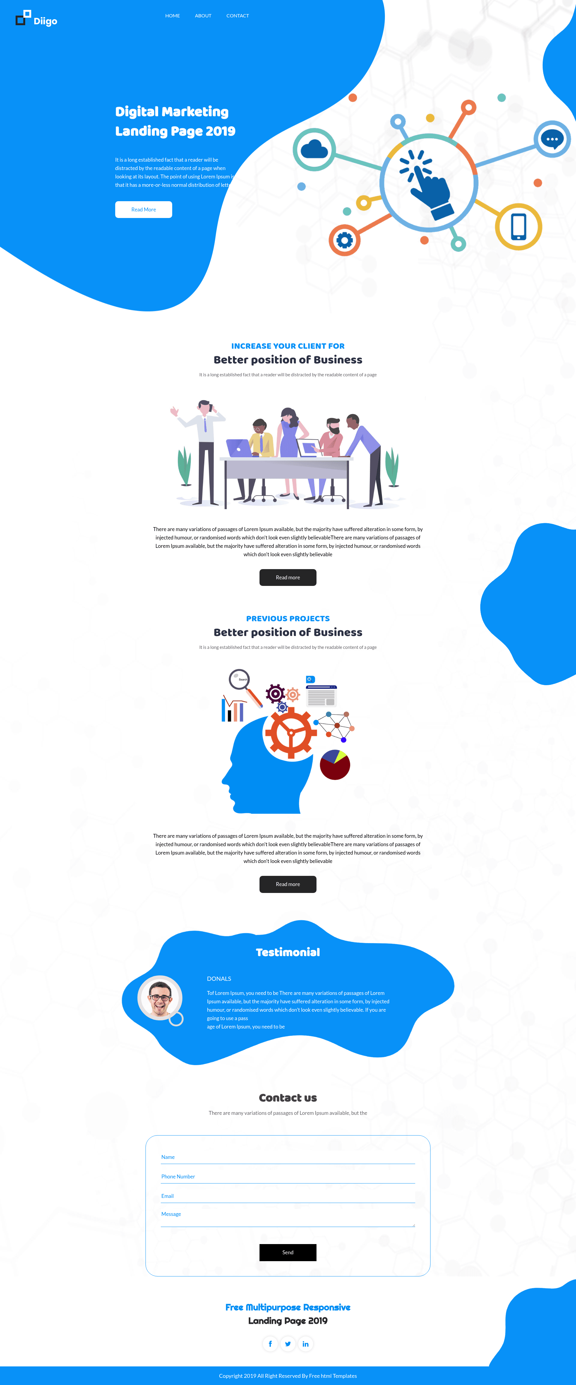 screenshot of Diggo – Free Bootstrap 4 HTML5 Digital Marketing Agency Website Template on template0.com