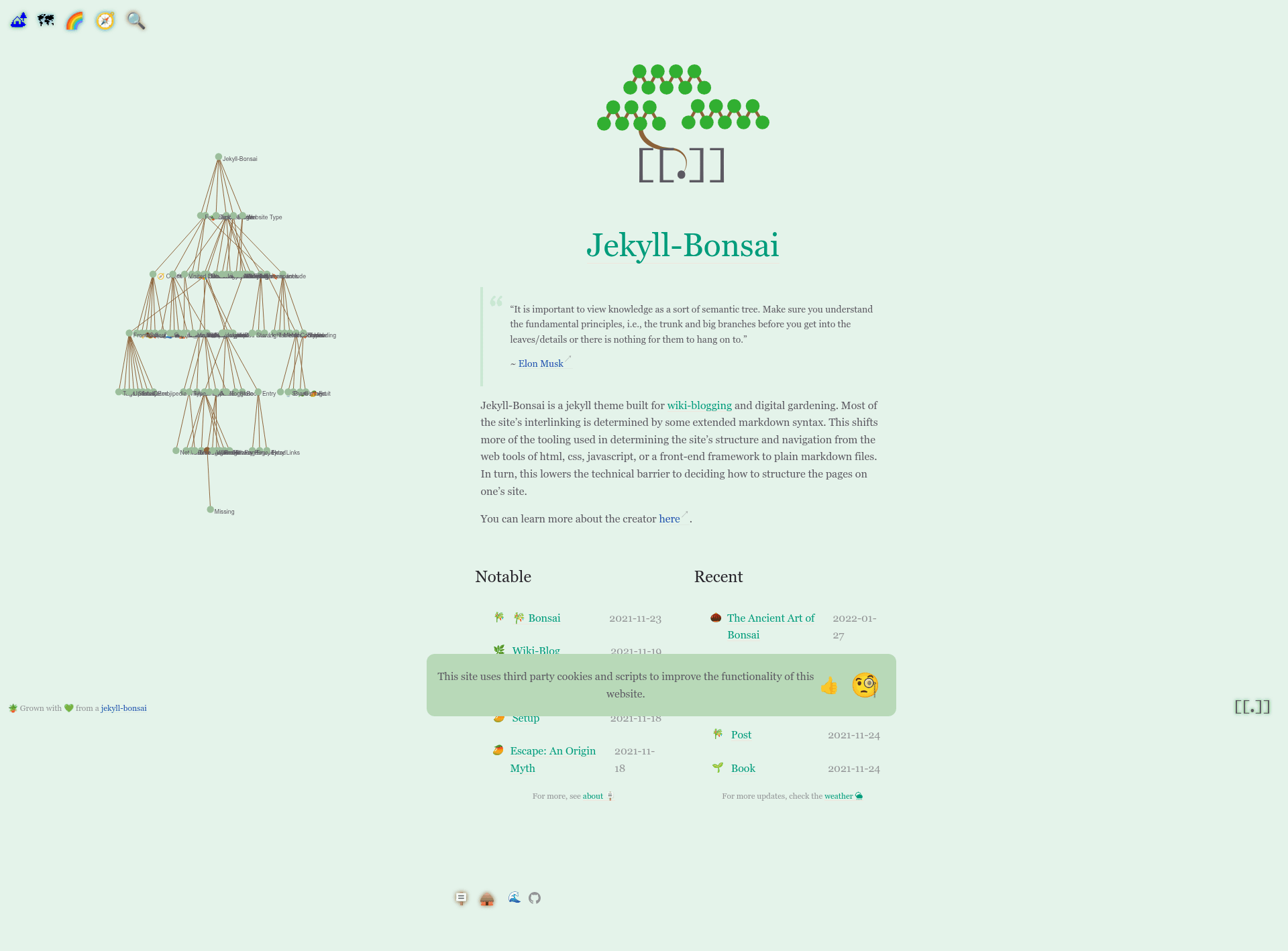 screenshot of Jekyll-Bonsai on template0.com