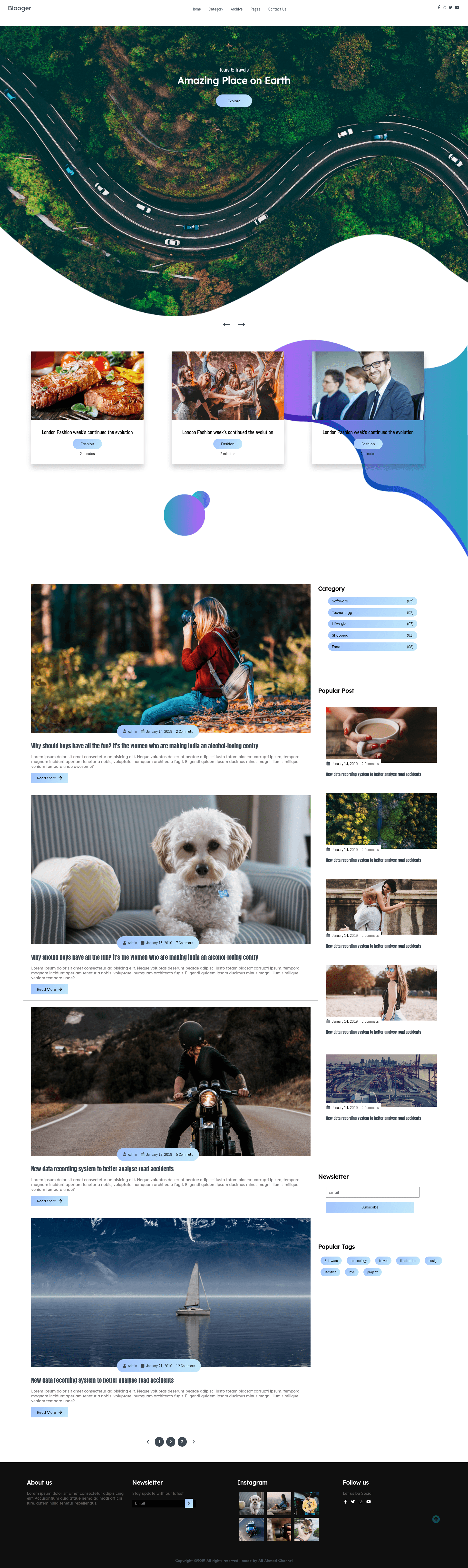 screenshot of Blooger Website on template0.com
