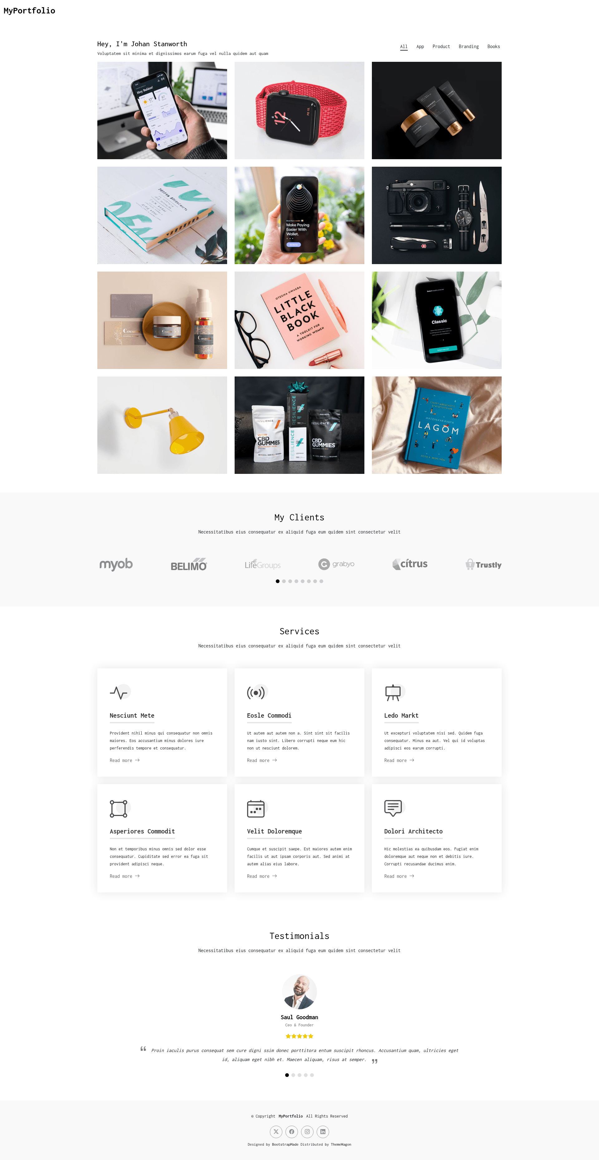 screenshot of MyPortfolio on template0.com