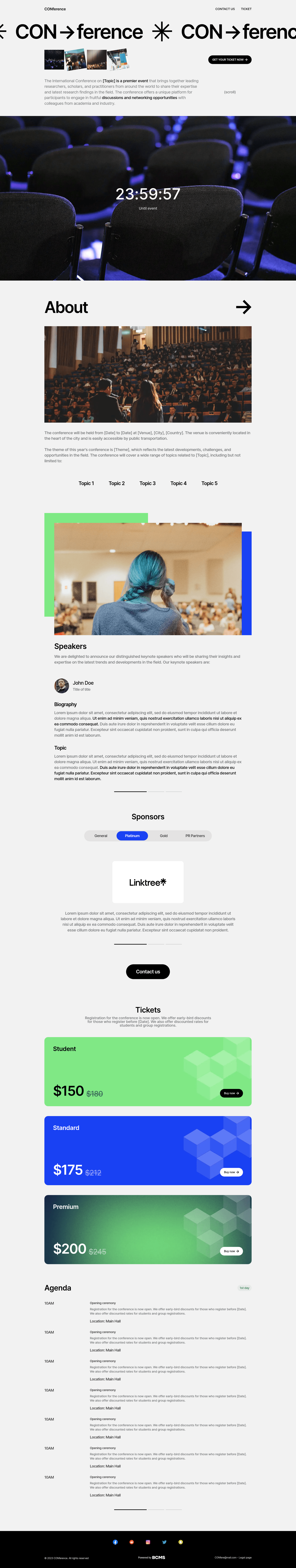 screenshot of BCMS Conference Starter for Astro.js on template0.com