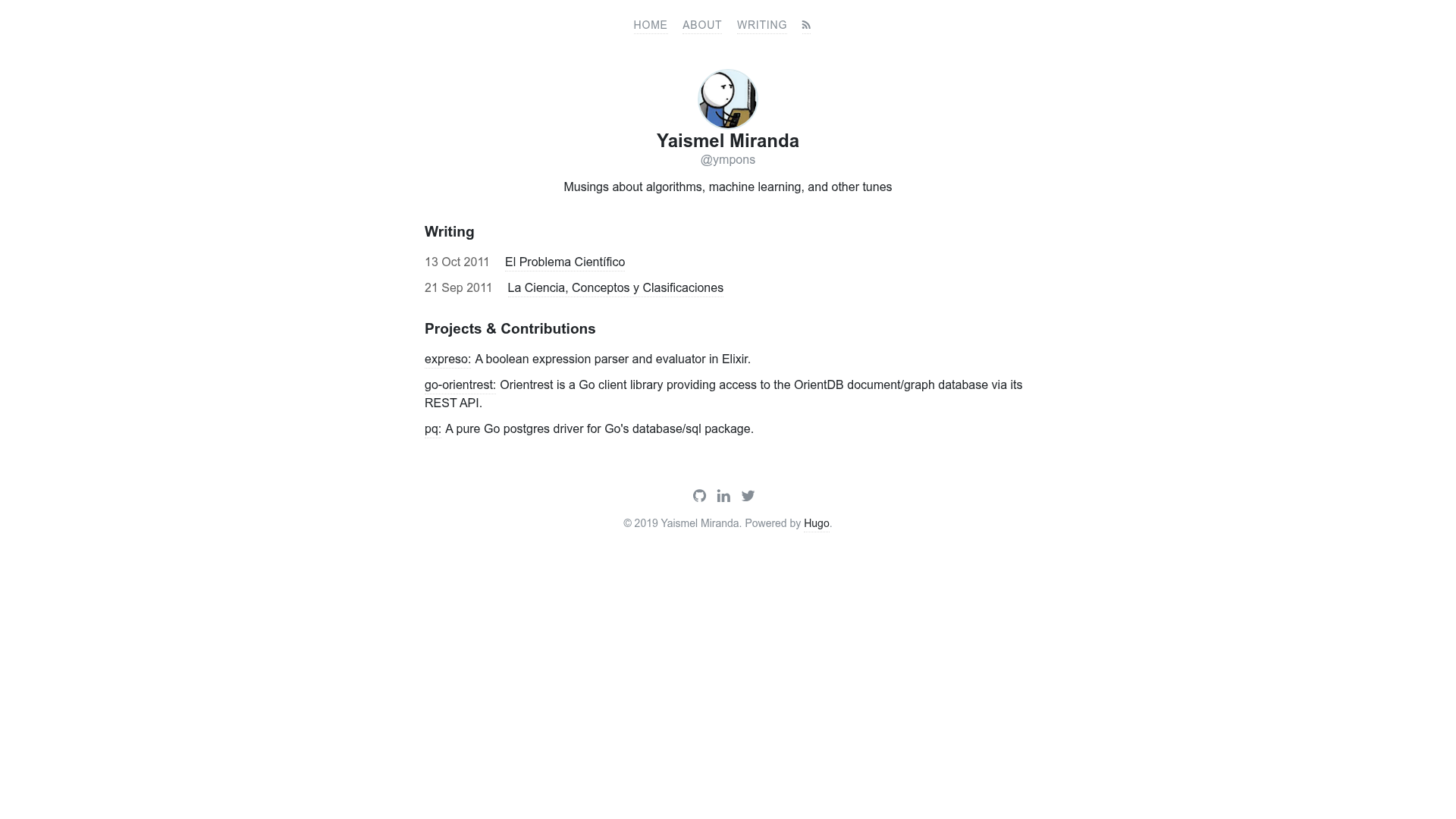 screenshot of Hugo Yaz on template0.com