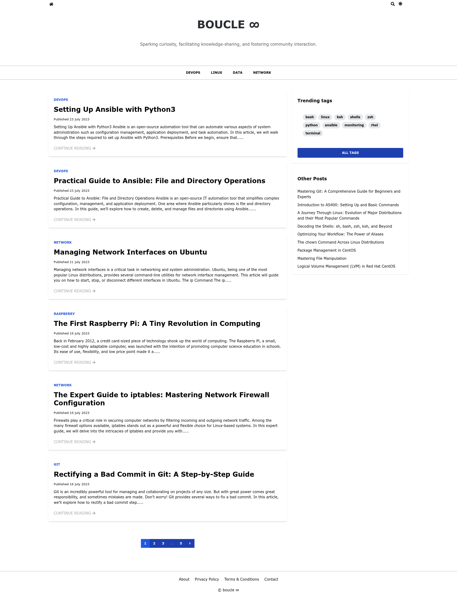screenshot of Boucle on template0.com