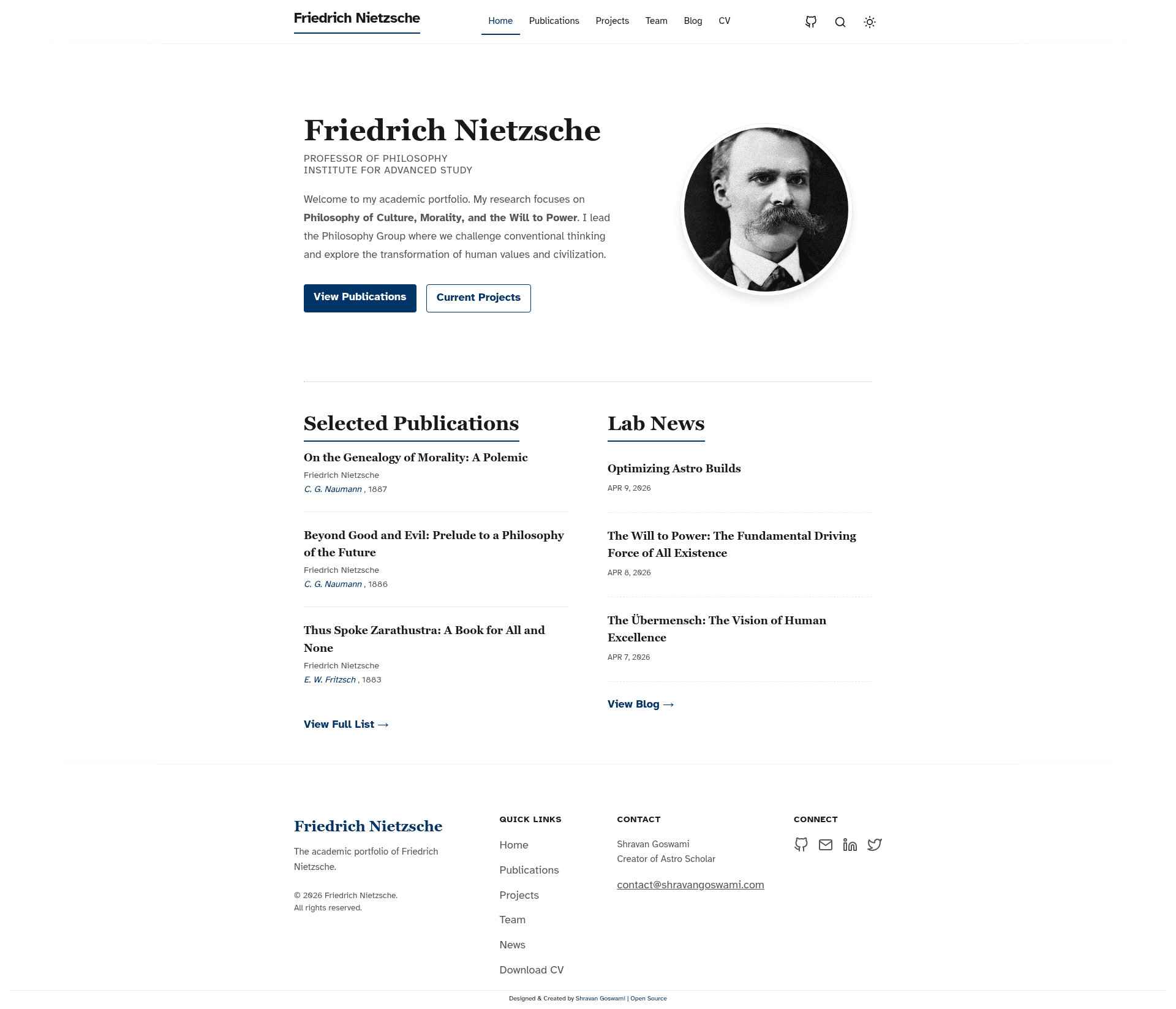 screenshot of Astro Scholar on template0.com