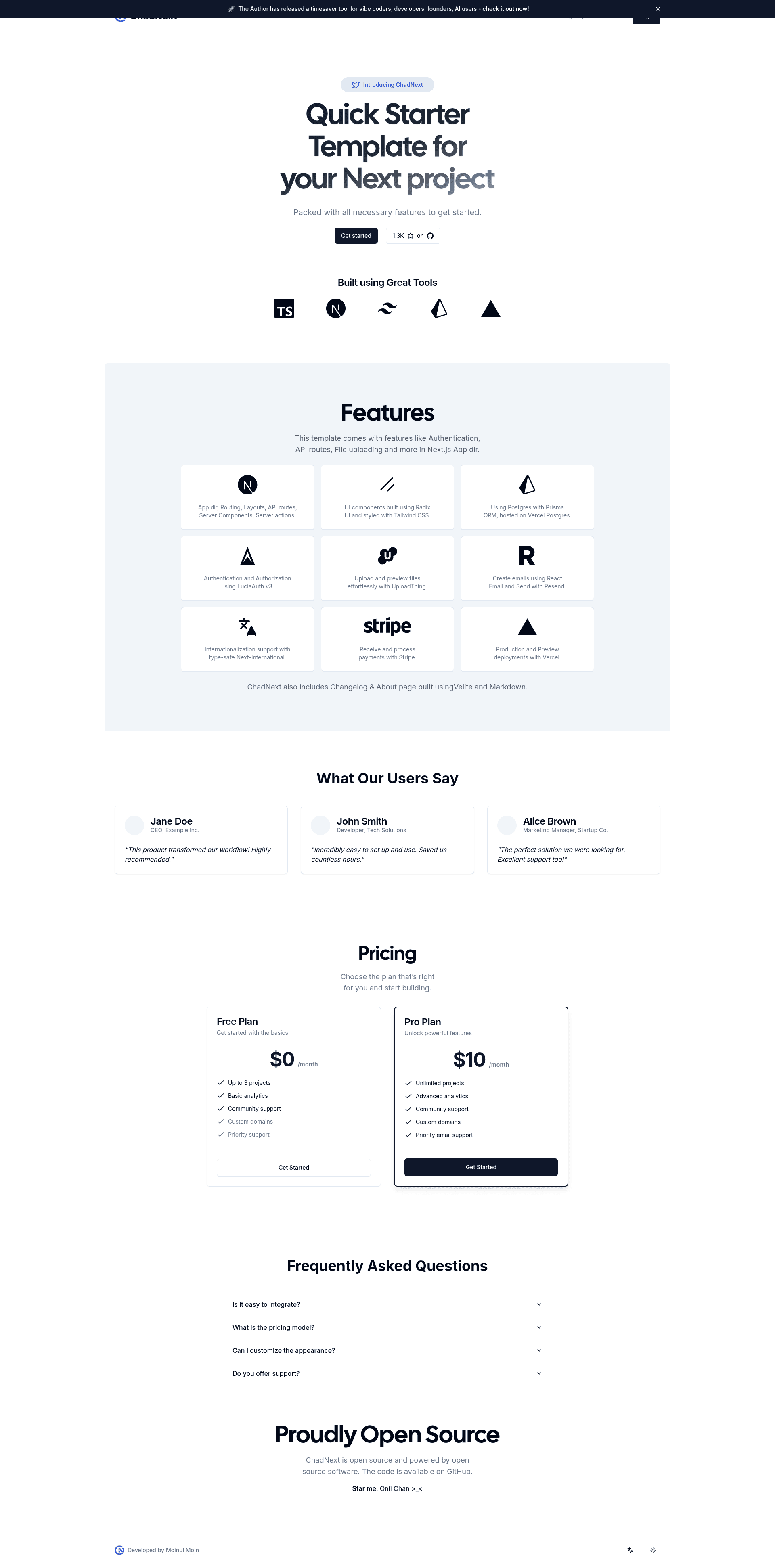 screenshot of ChadNext on template0.com