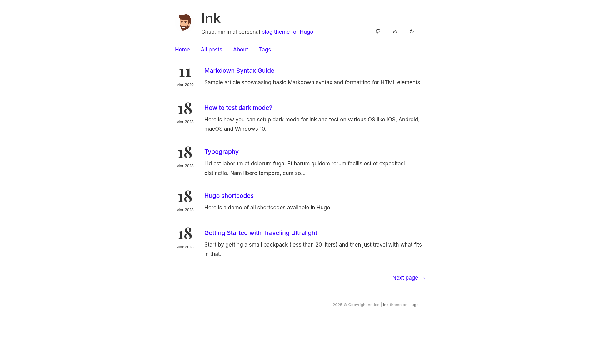screenshot of Ink on template0.com