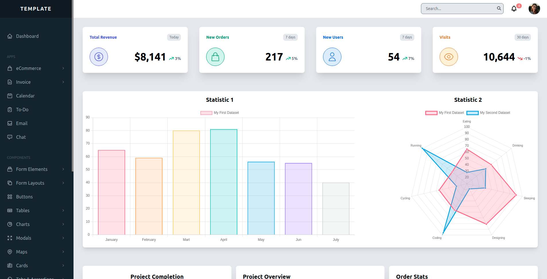 Tailwind CSS & Alpine.js Template preview