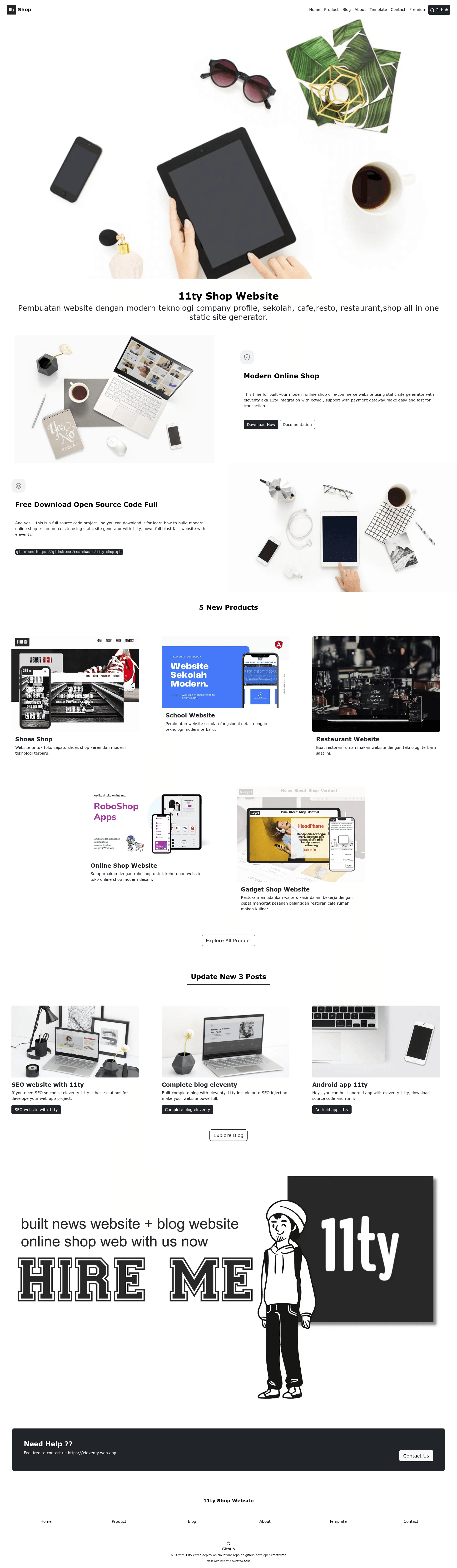 screenshot of 11ty Shop on template0.com