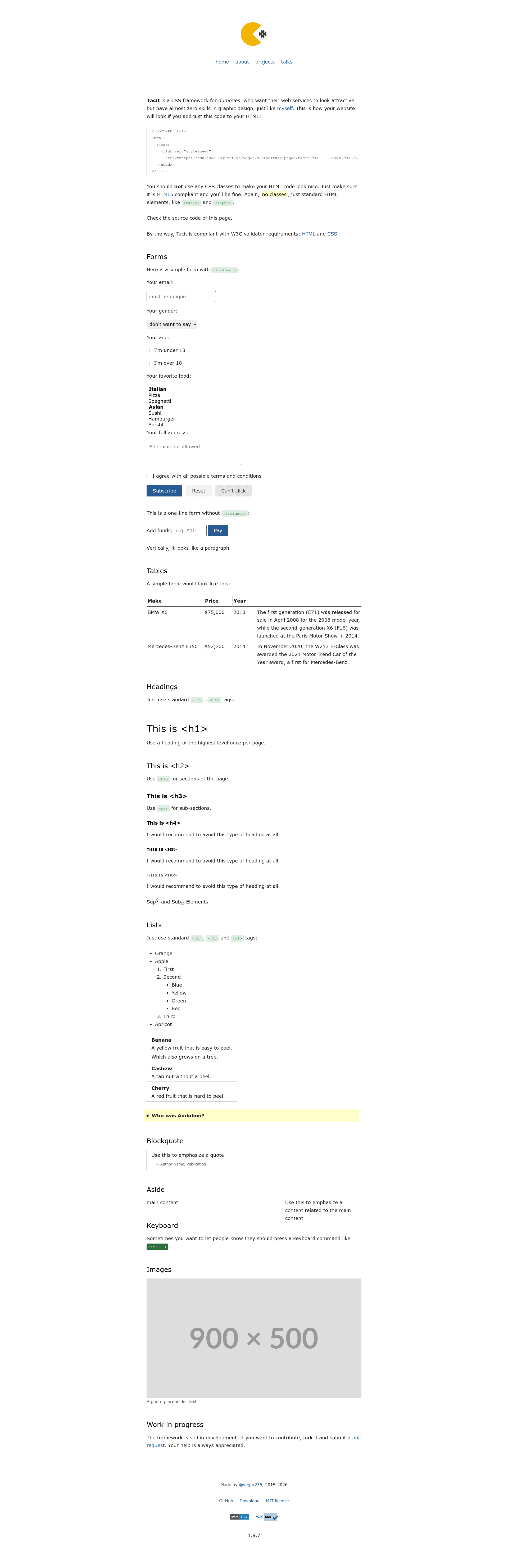 screenshot of Tacit on template0.com