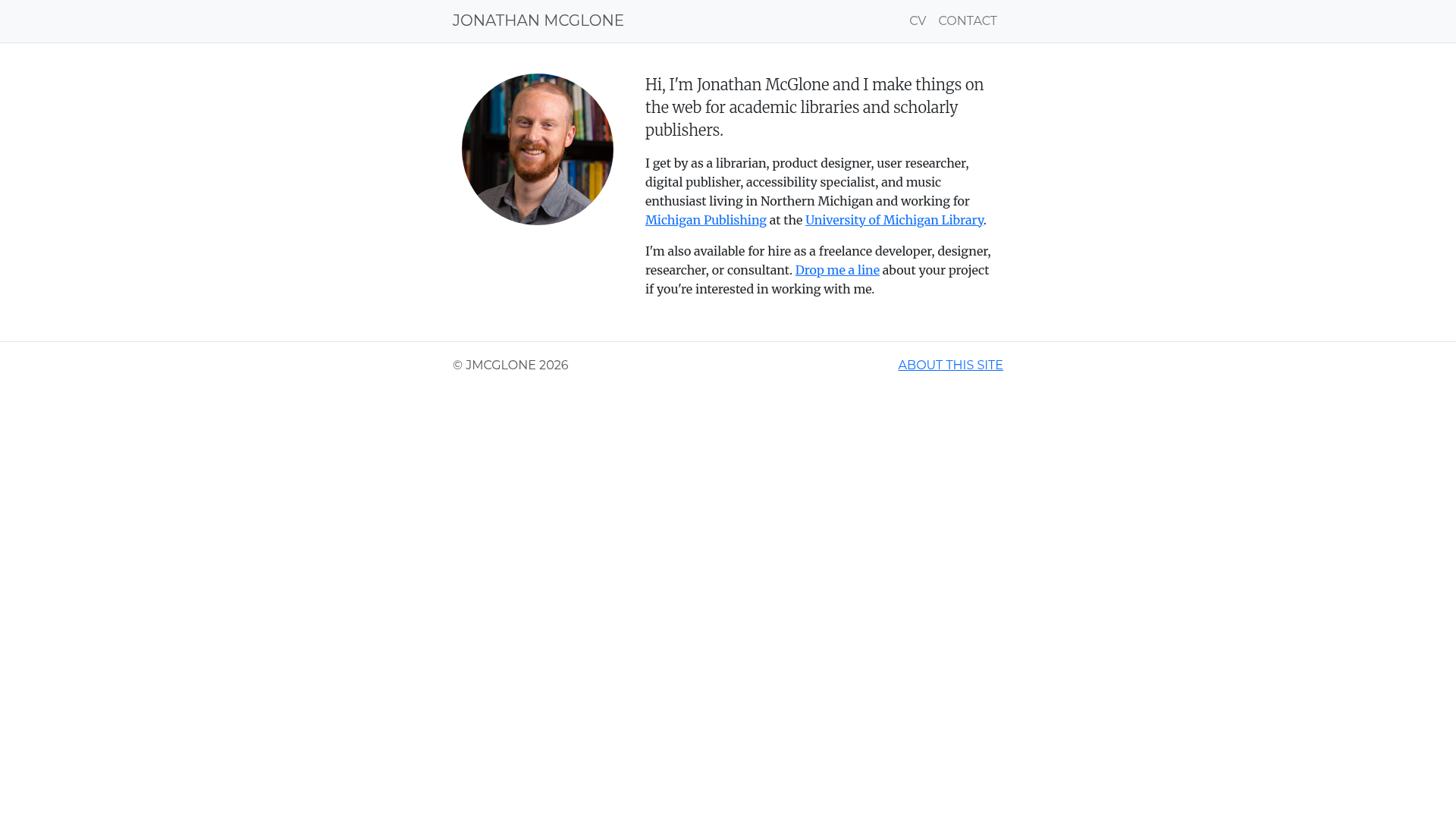 screenshot of jmcglone.github.io on template0.com
