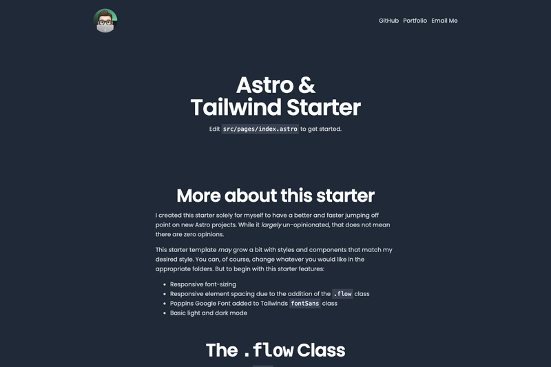 Image for Astro Tailwind Starter on template0.com Image for Astro Tailwind Starter on template0.com