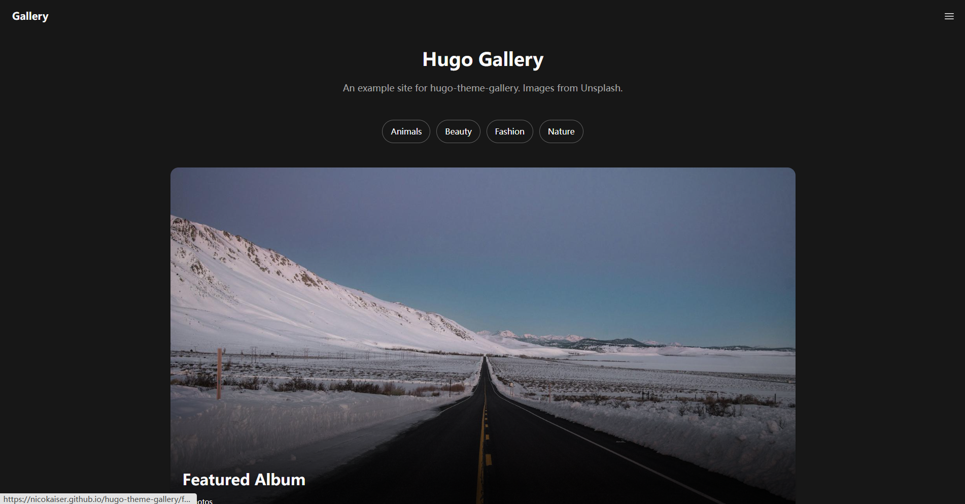 Hugo Gallery Theme preview
