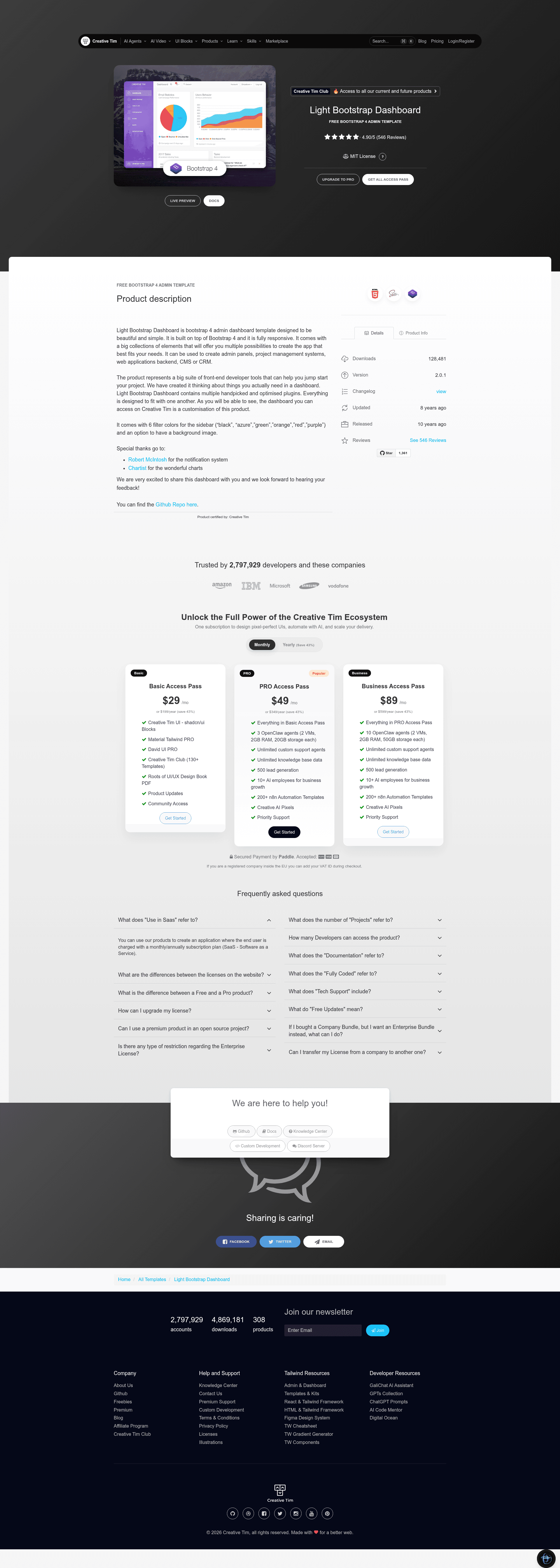 screenshot of Light Bootstrap Dashboard on template0.com