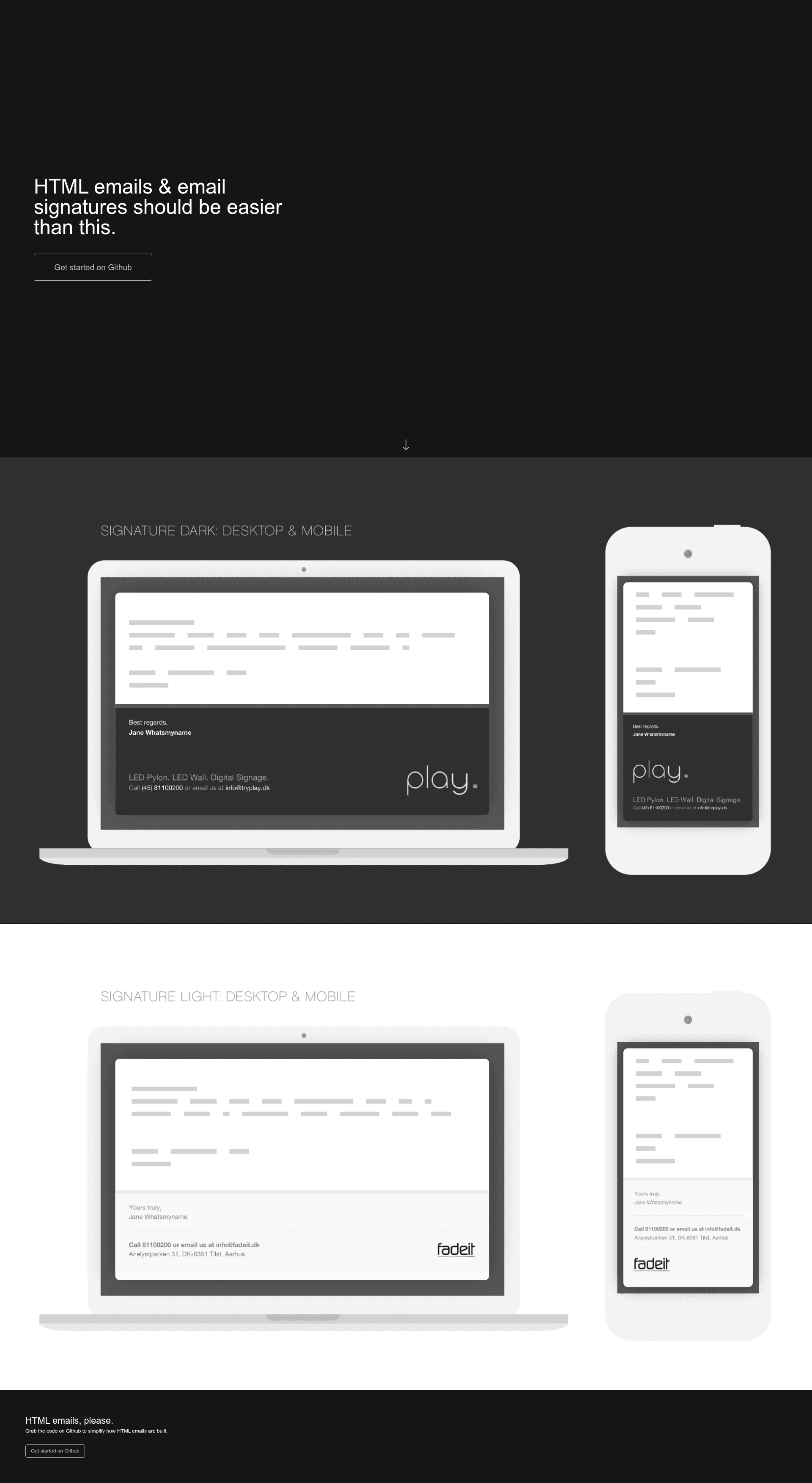 screenshot of Responsive HTML Email Signature on template0.com