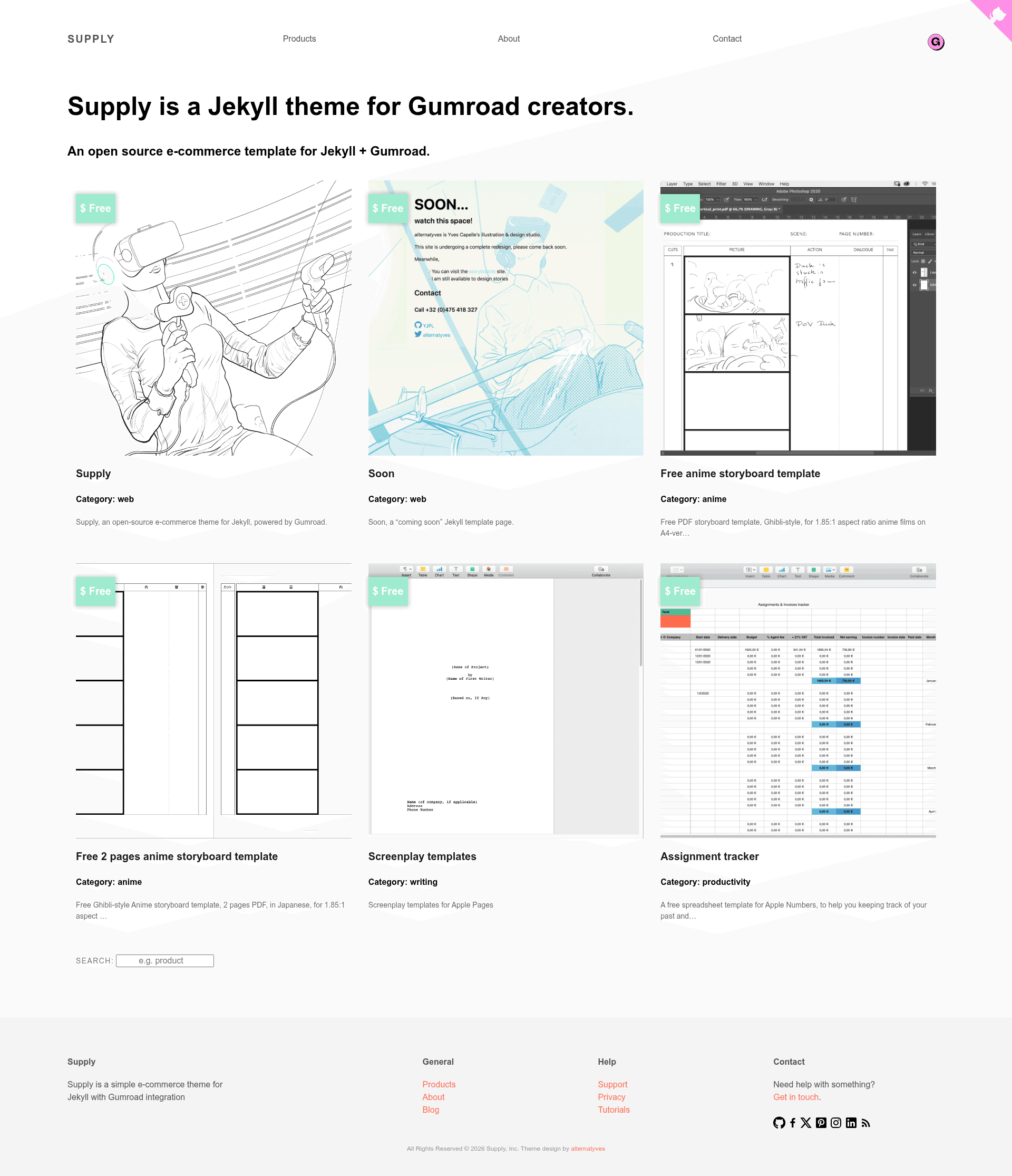 screenshot of Supply on template0.com