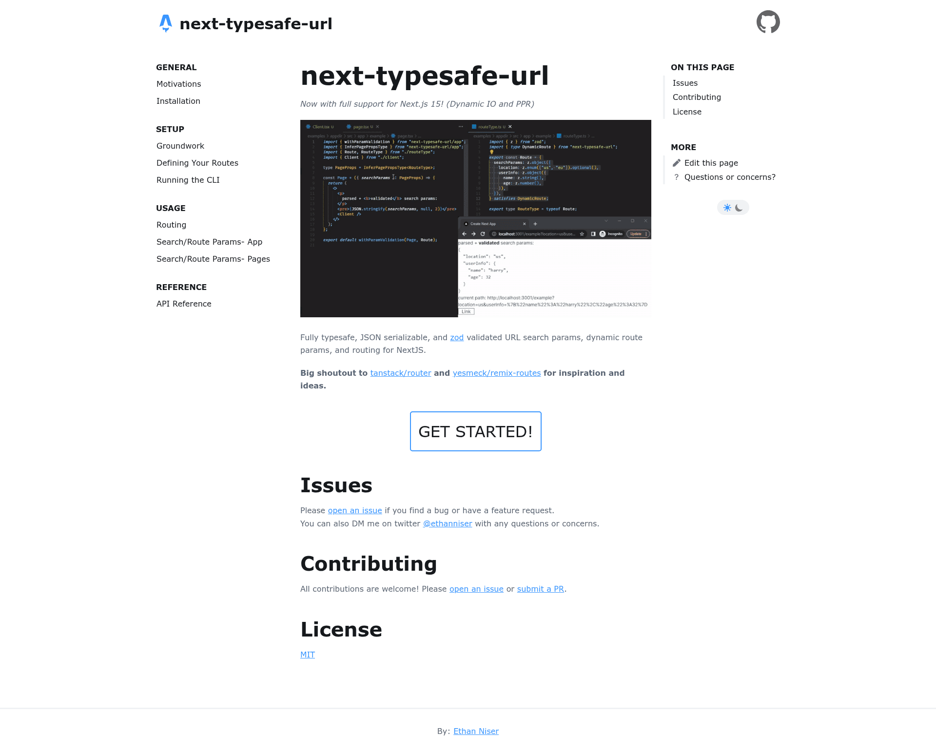 screenshot of Next Typesafe Url on template0.com