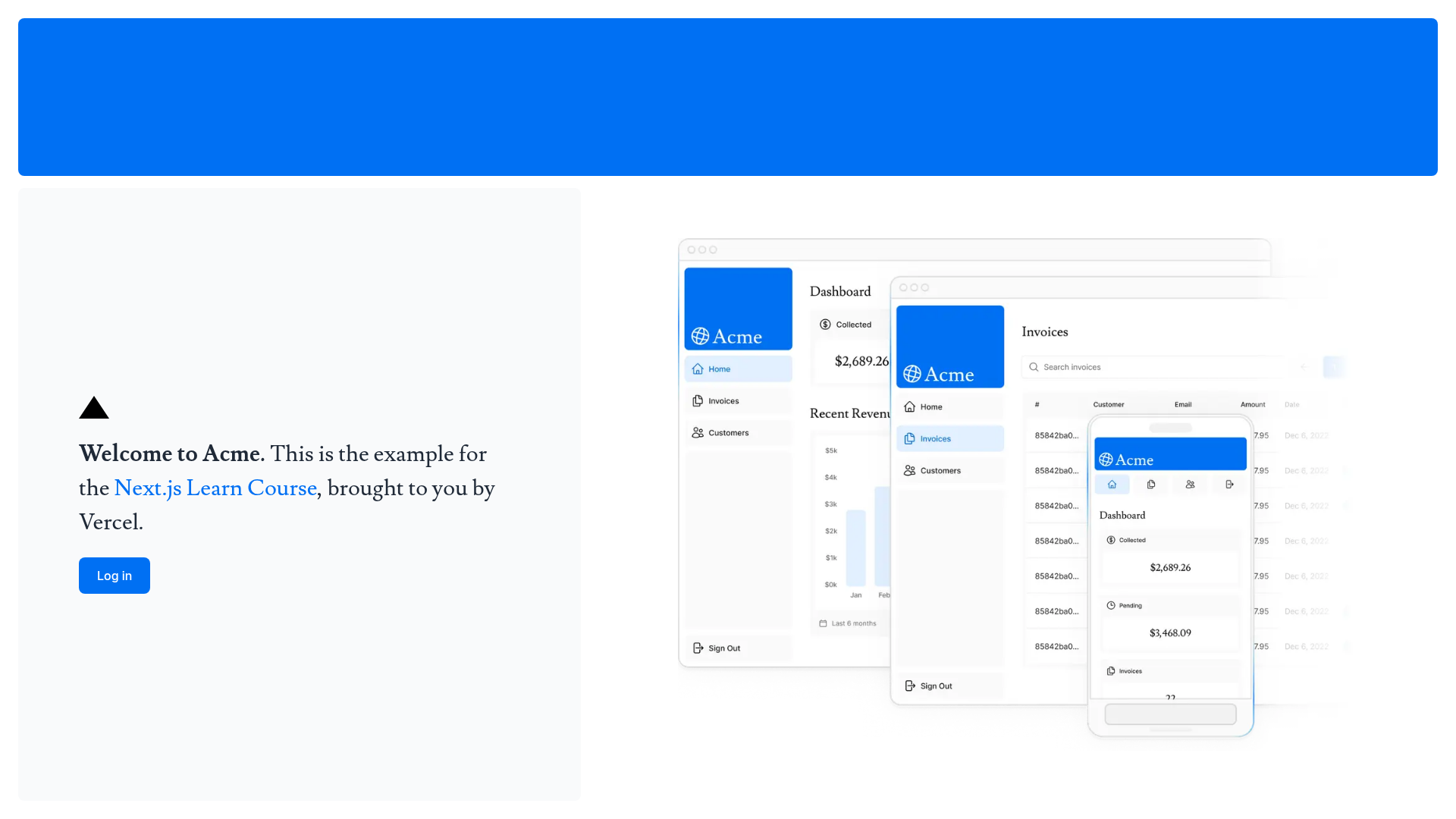 screenshot of Next.js App Router Course Starter on template0.com