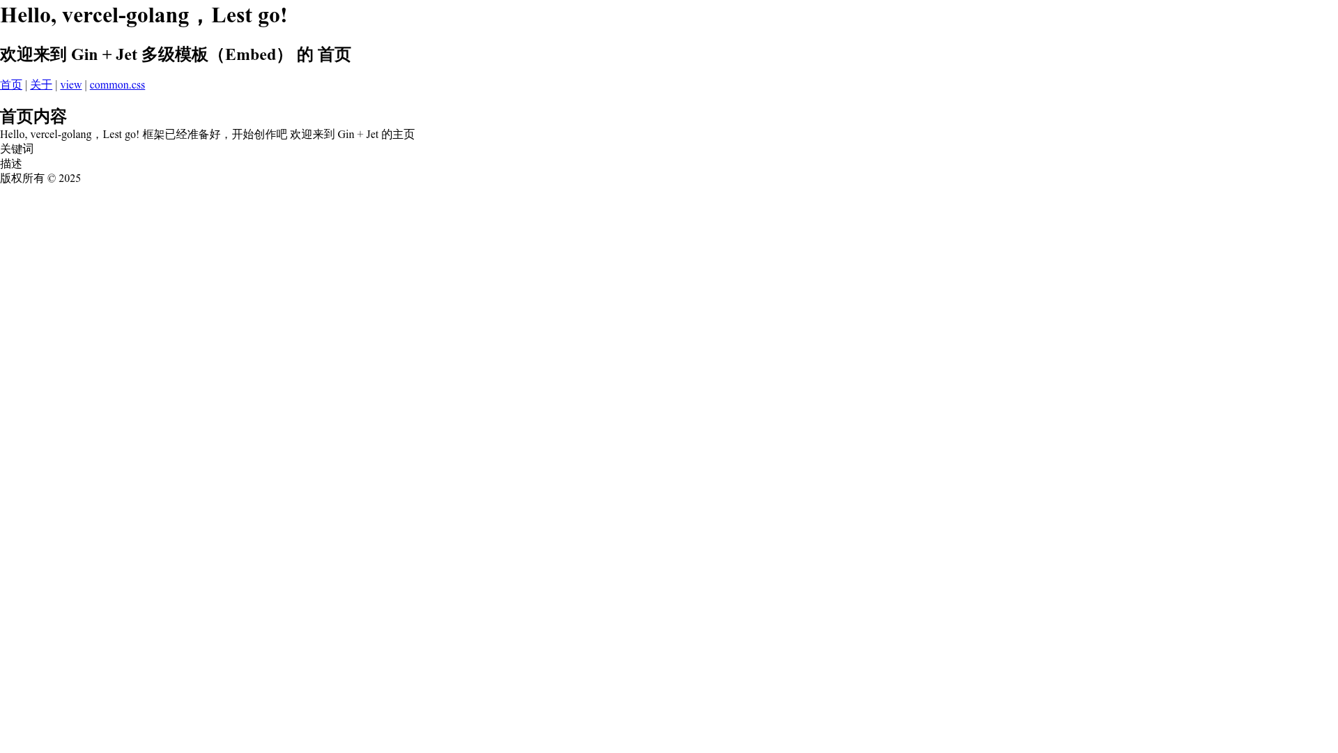 screenshot of vercel-golang on template0.com