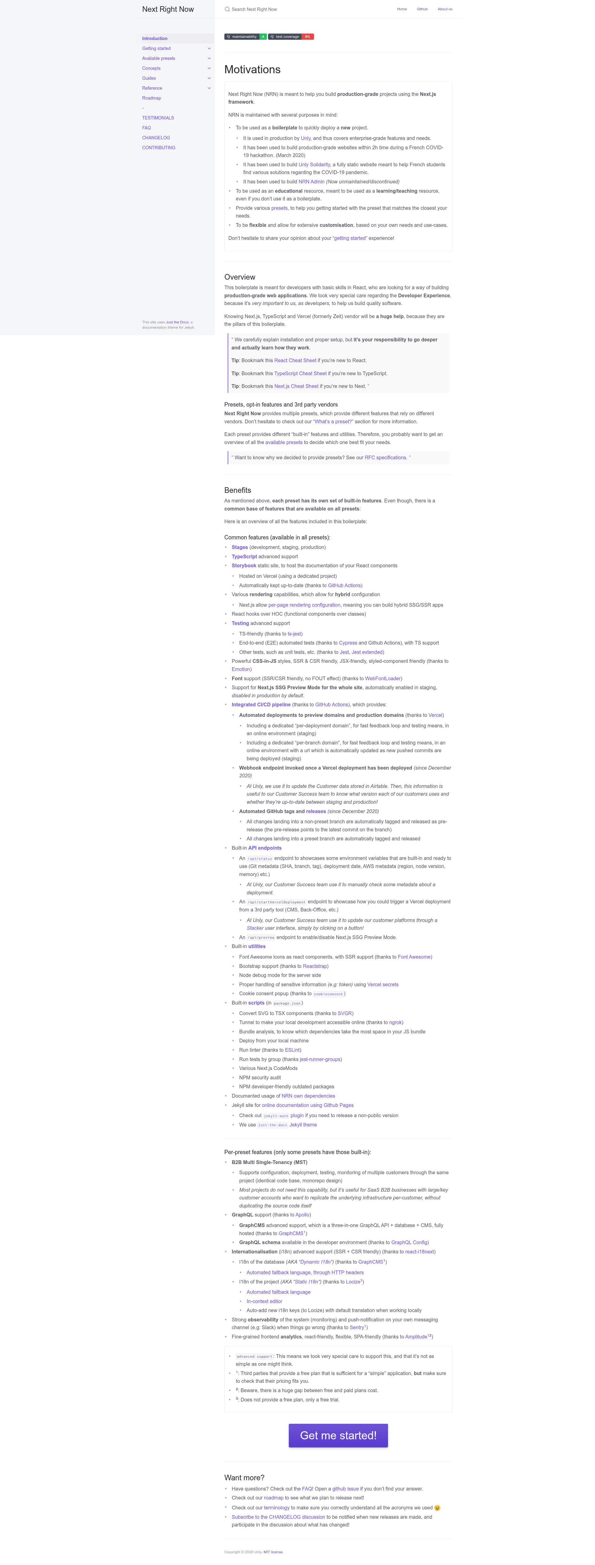 screenshot of Next Right Now on template0.com