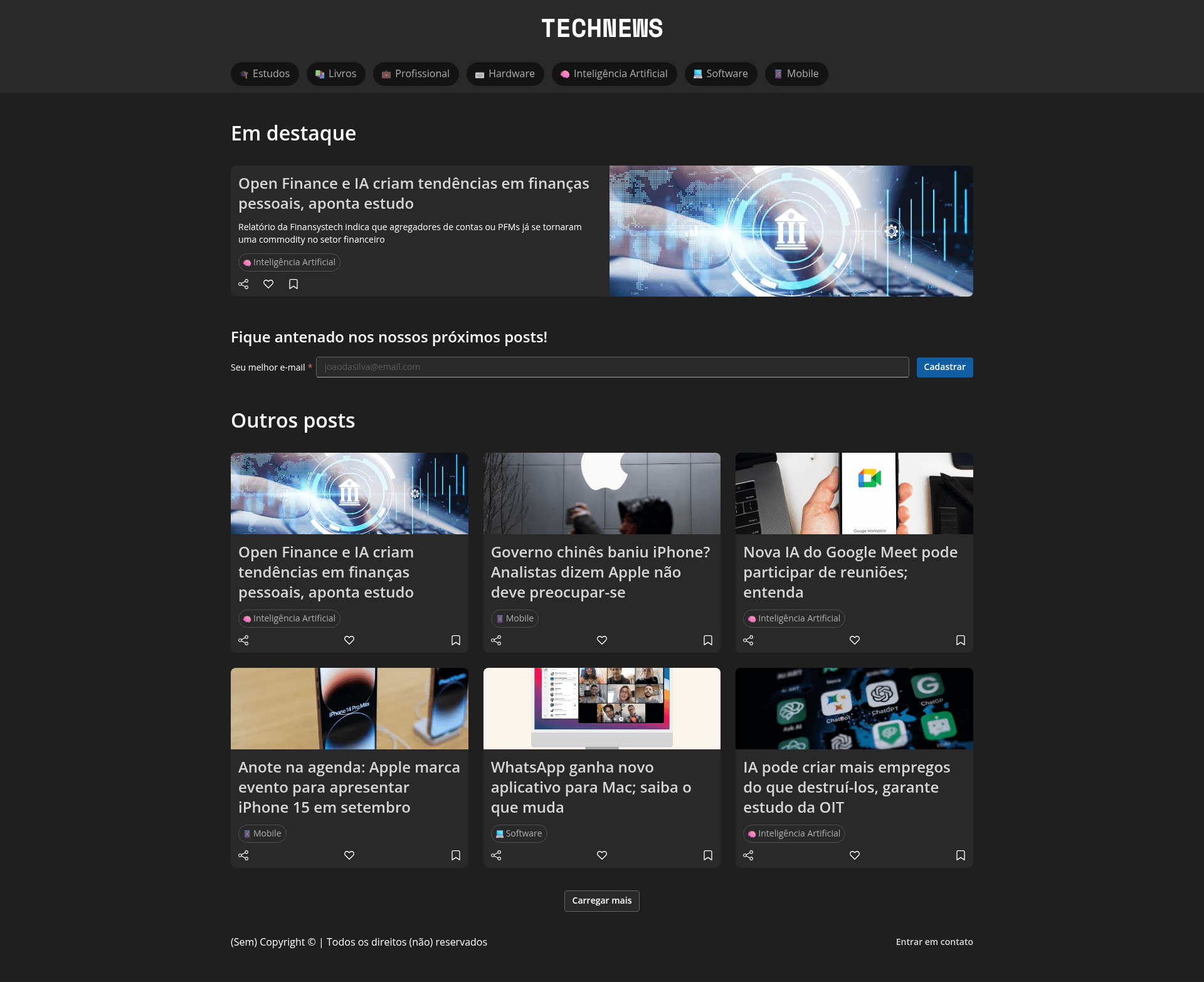screenshot of Technews on template0.com
