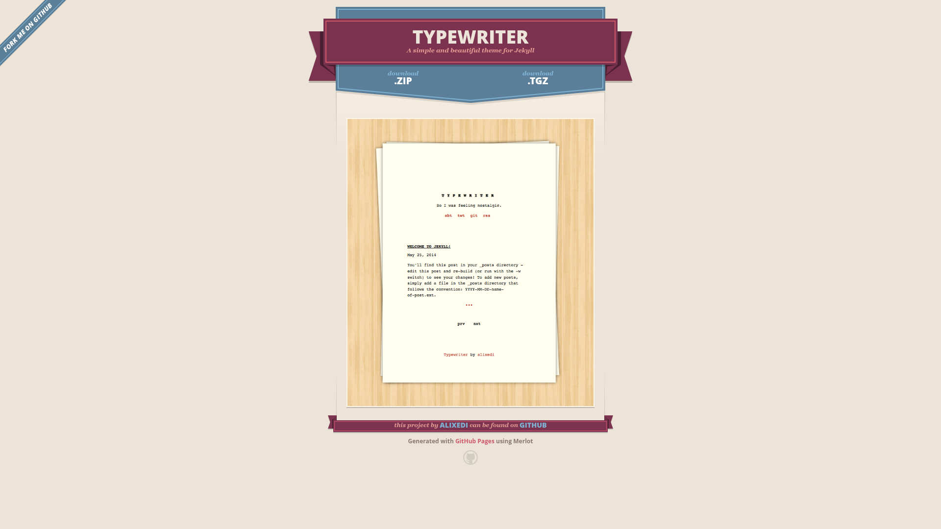 screenshot of Typewriter on template0.com