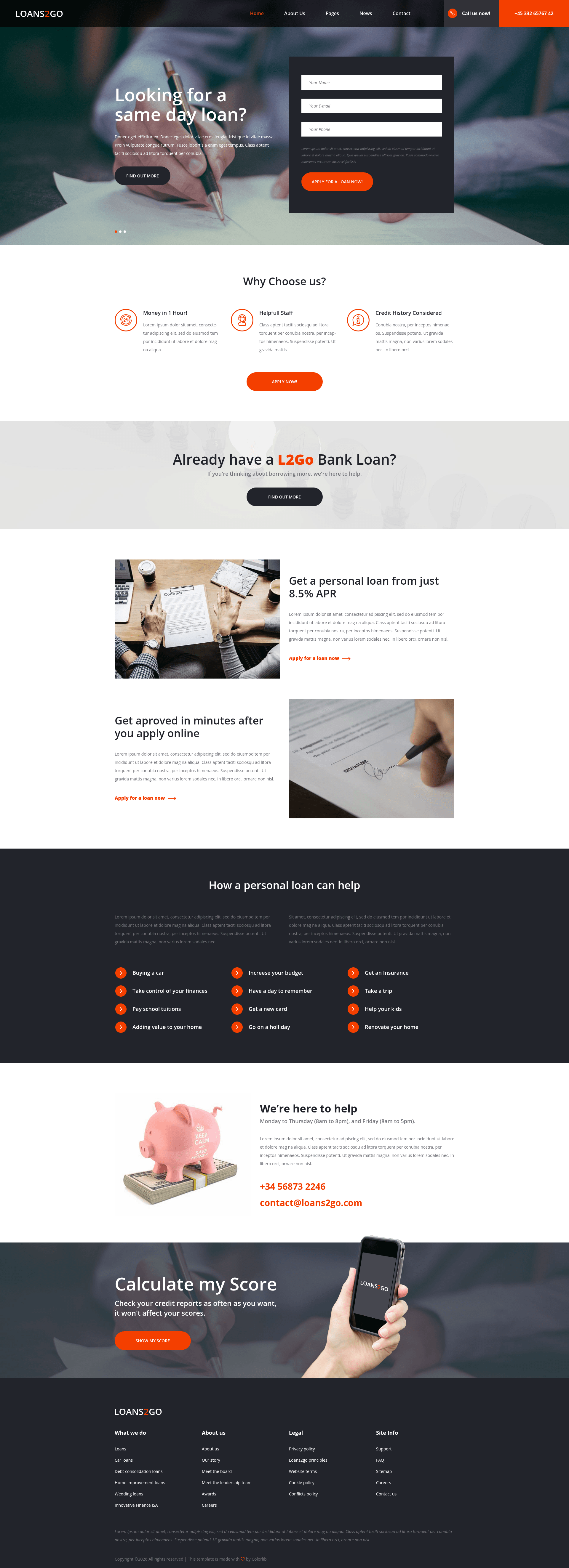 screenshot of Loans2go on template0.com