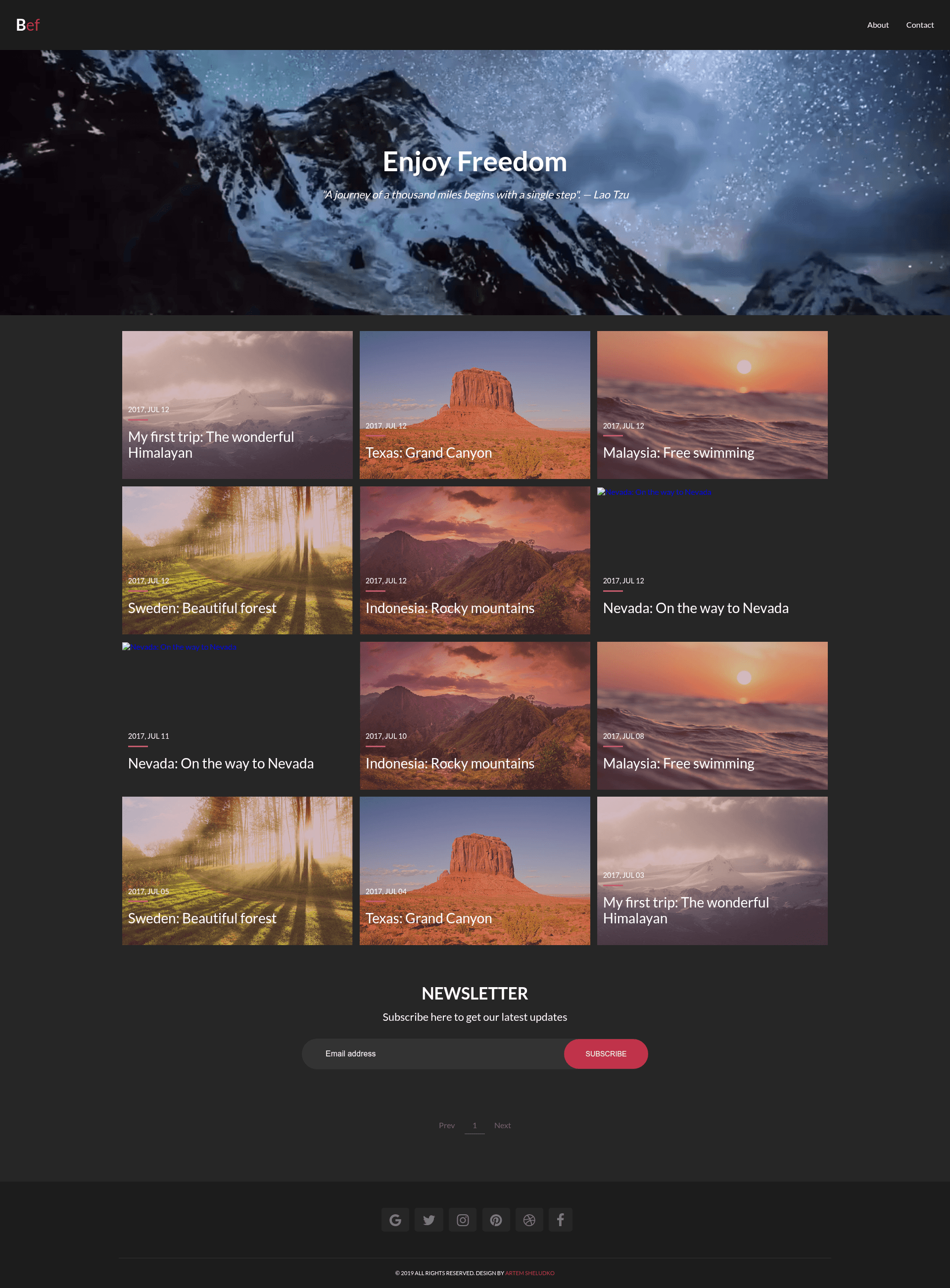 screenshot of Bef on template0.com