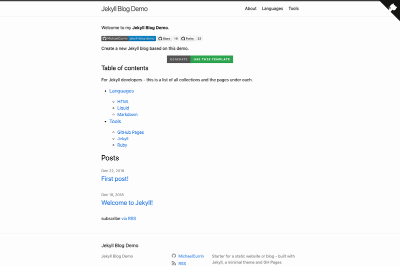 Image for Jekyll Blog Demo on template0.com Image for Jekyll Blog Demo on template0.com
