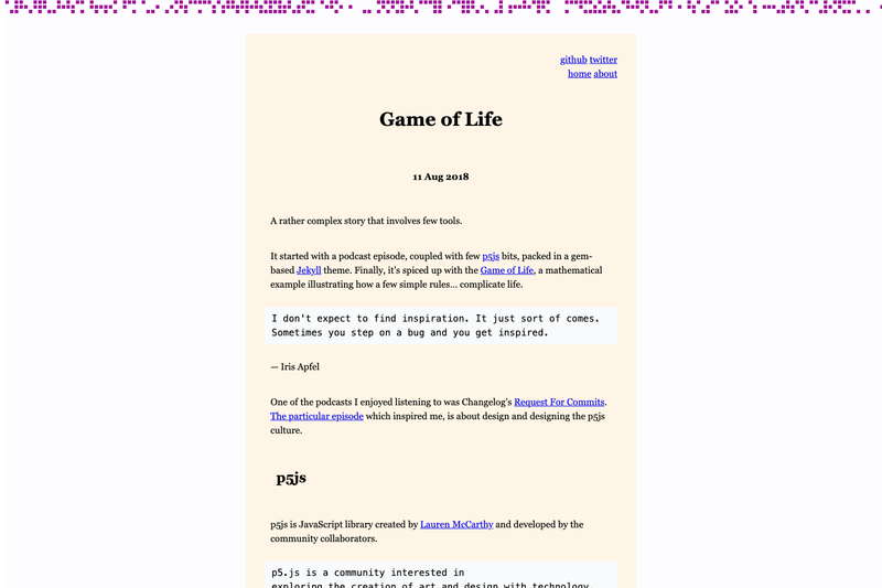 Image for Game of Life Jekyll Theme on template0.com Image for Game of Life Jekyll Theme on template0.com