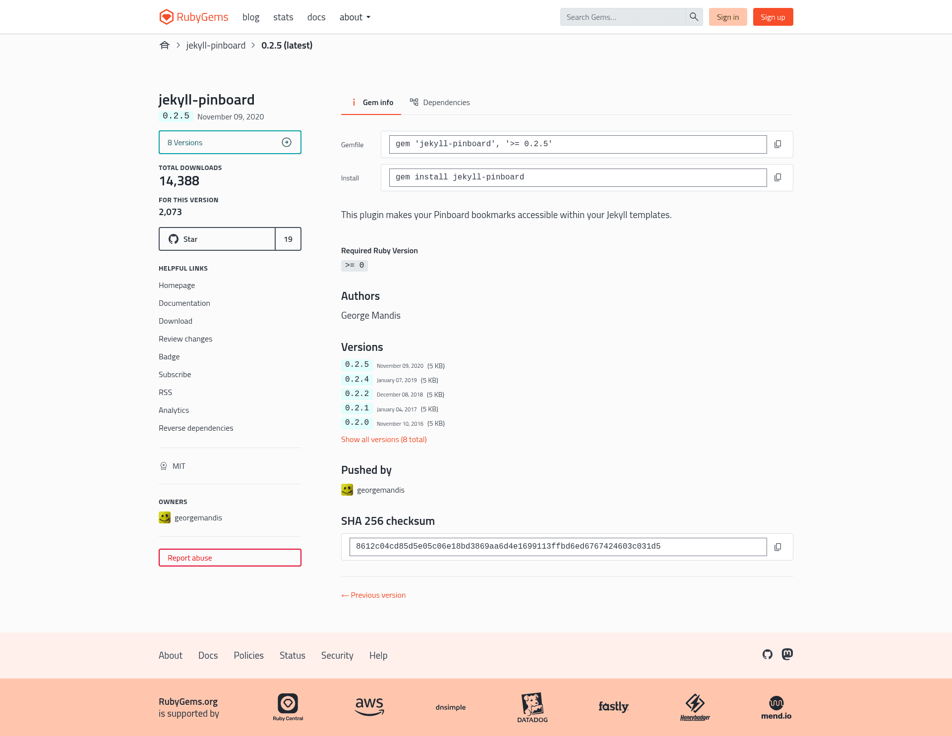 screenshot of Jekyll Pinboard Plugin on template0.com