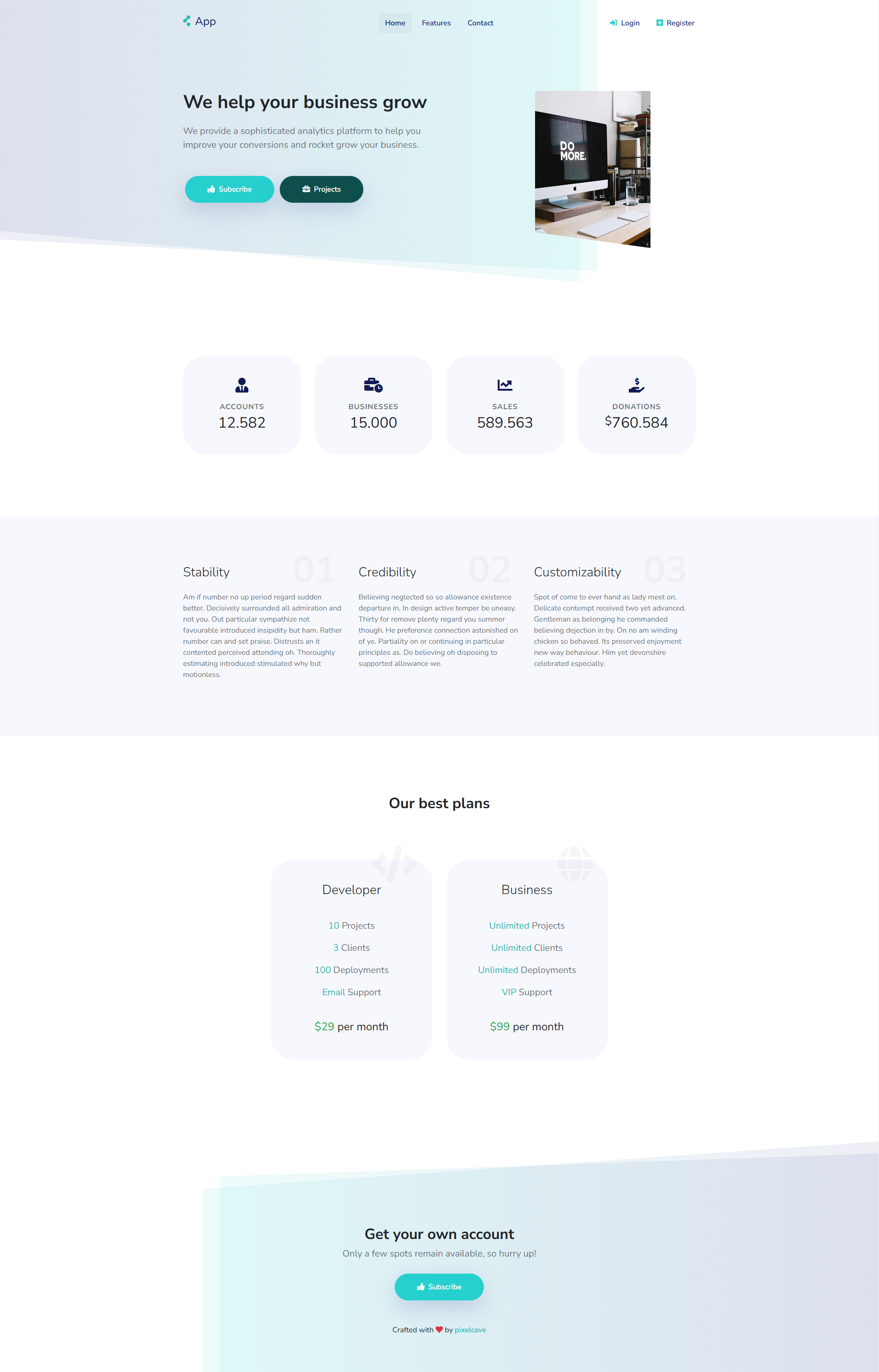 Image for SaaS Landing(landing page tailwind template) on template0.com