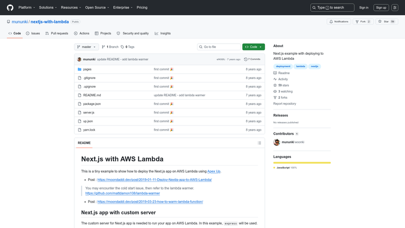 Image for Next.js with AWS Lambda on template0.com Image for Next.js with AWS Lambda on template0.com