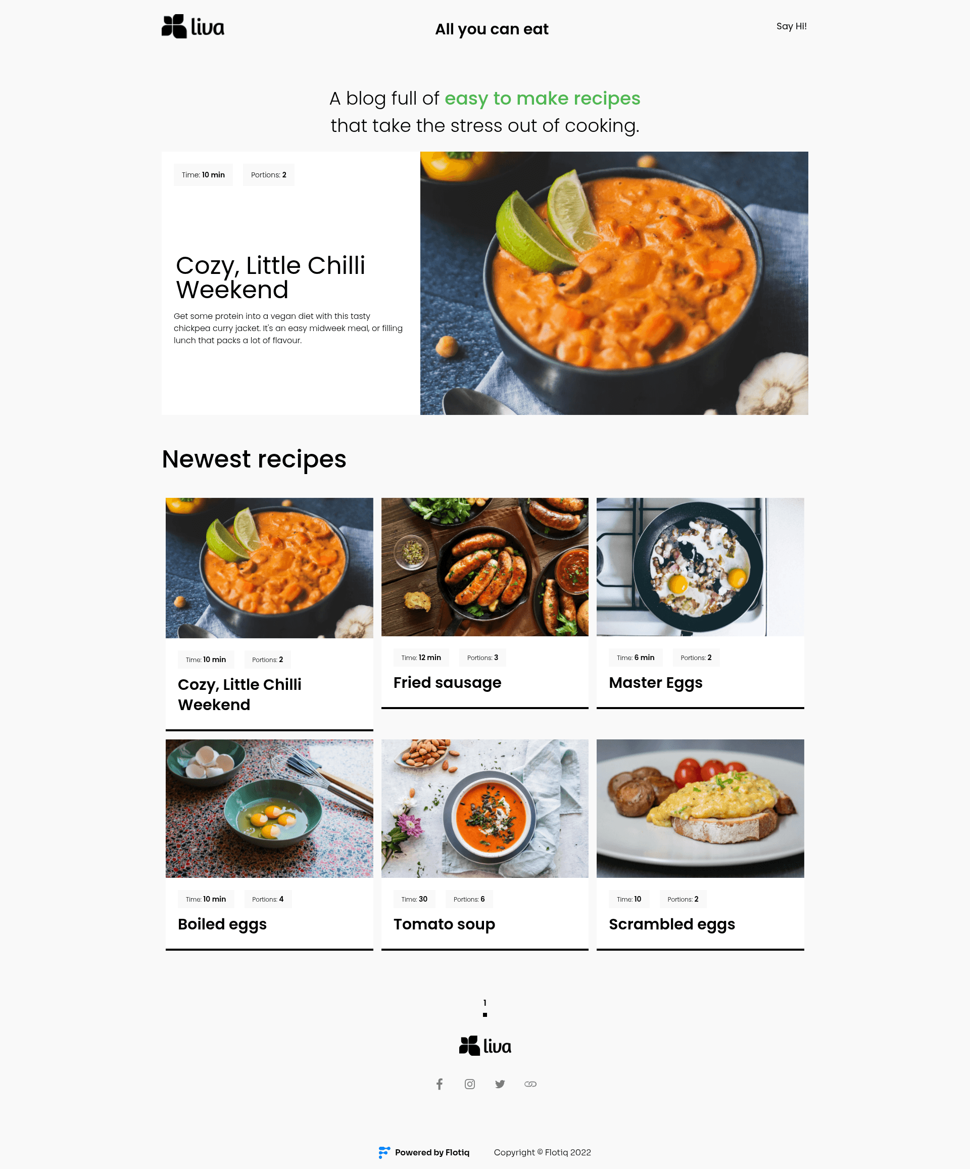 screenshot of Flotiq Gatsby Recipe 2 on template0.com