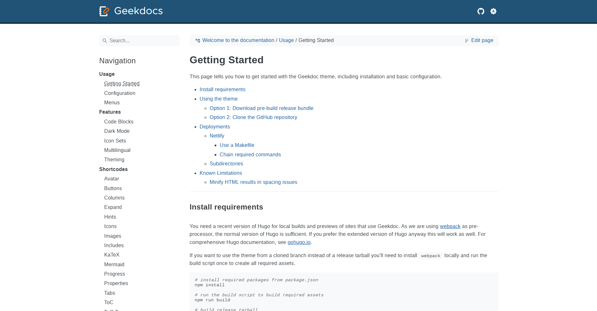 Image for Geekdoc(documentation hugo template) on template0.com