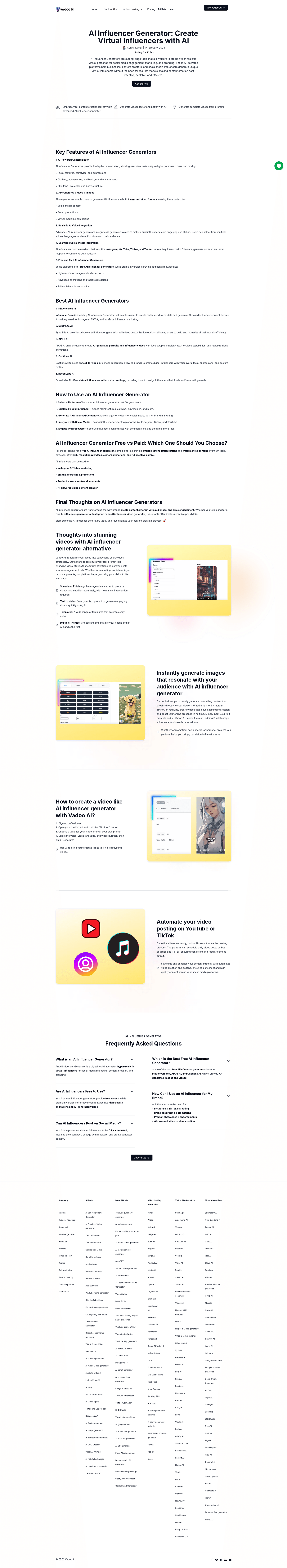 screenshot of AI Influencer Generator on template0.com